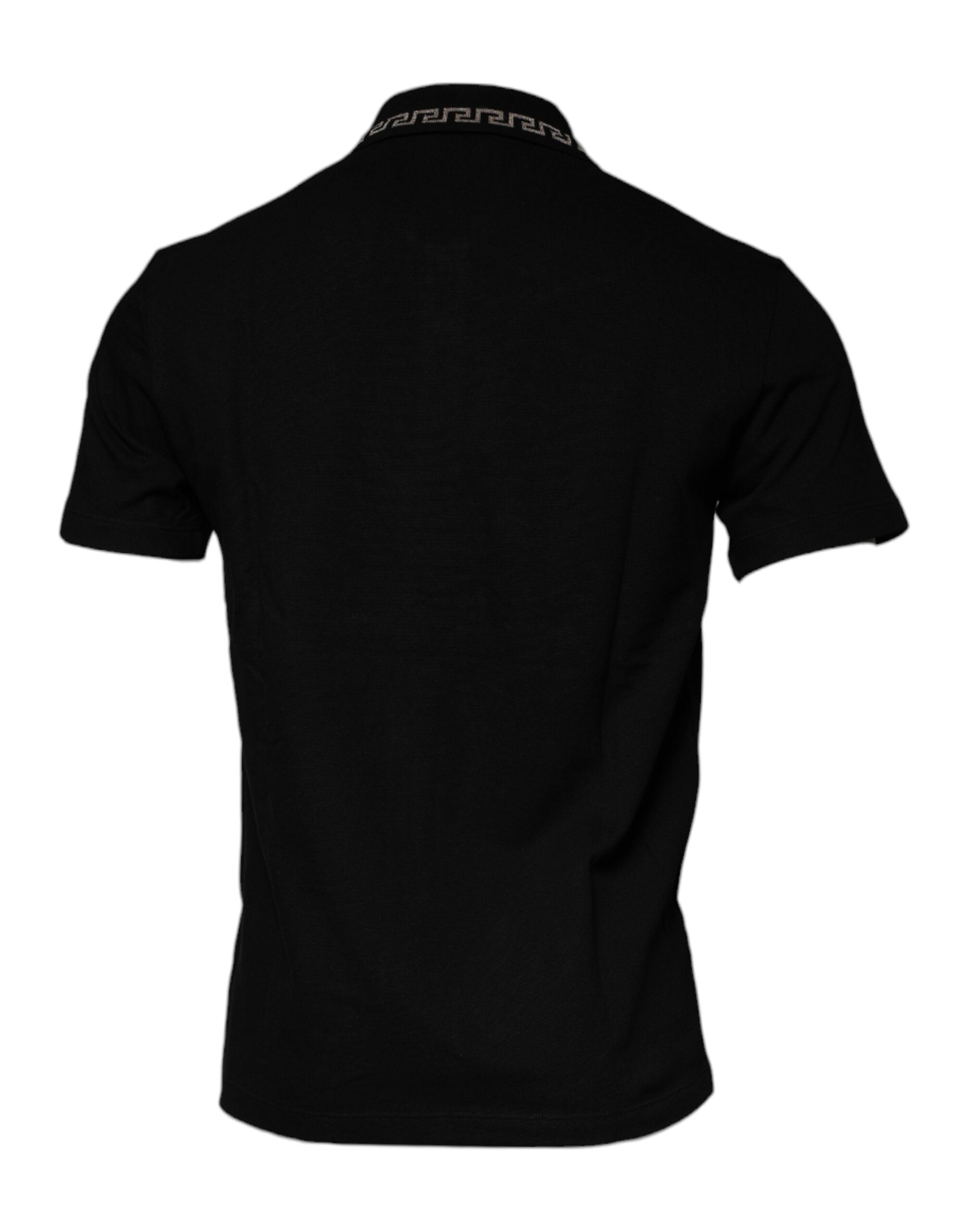 Versace Black Viscose Collared Polo Short Sleeves T-shirt - Luxury Boutique Co