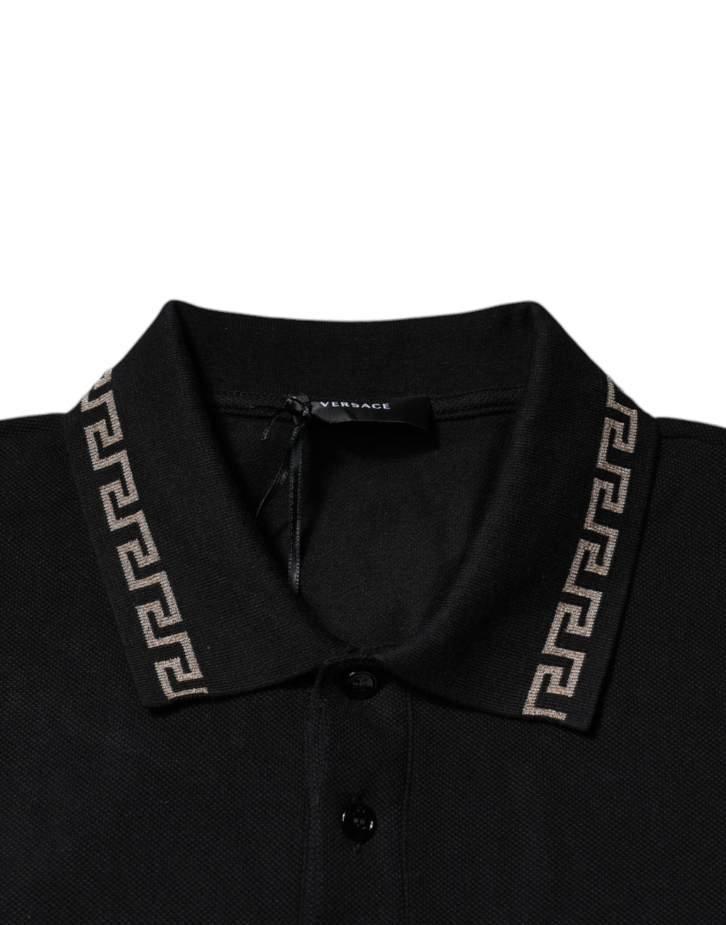 Versace Black Viscose Collared Polo Short Sleeves T-shirt - Luxury Boutique Co