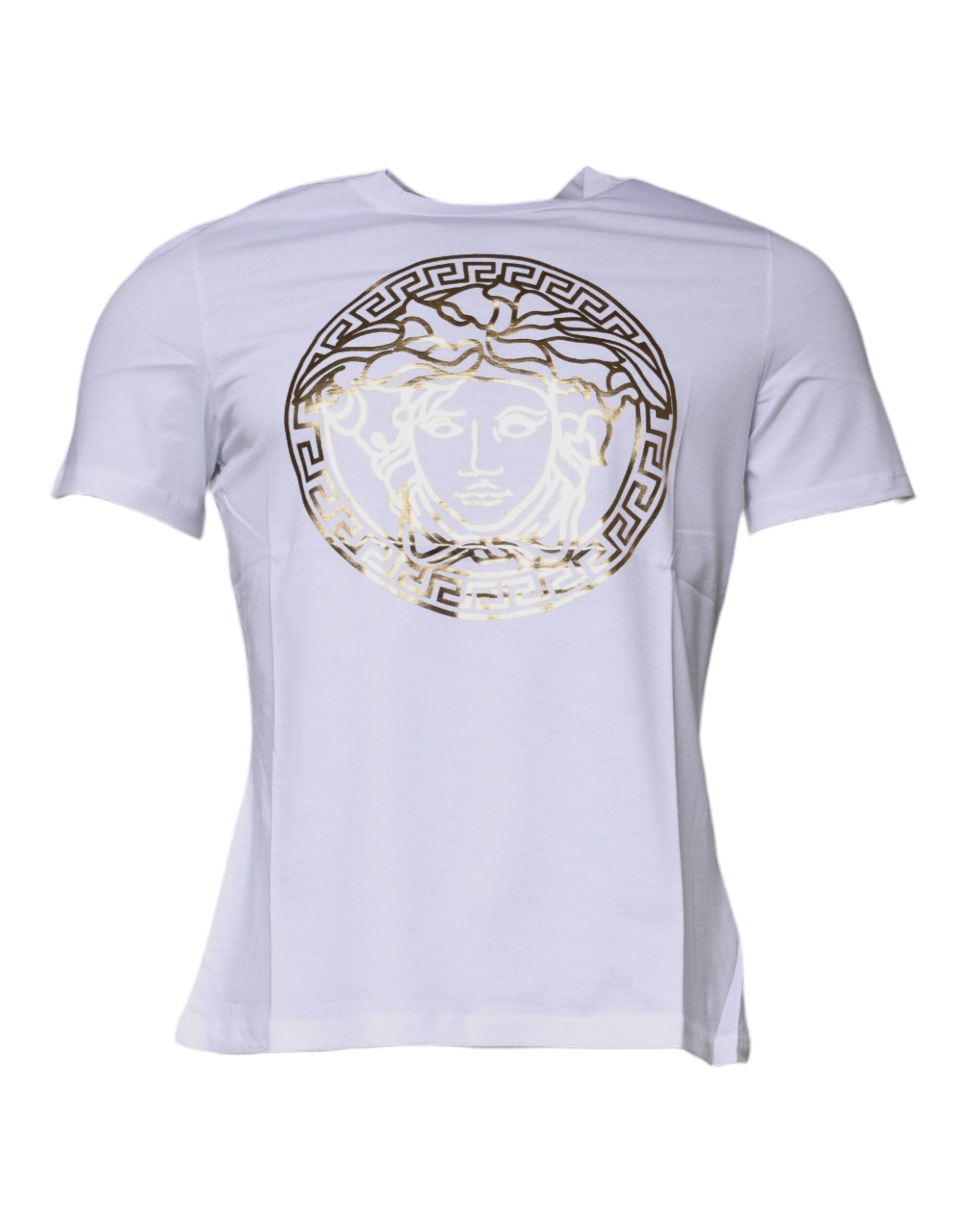 Versace White Medusa Print Cotton Crew Neck T-shirt - Luxury Boutique Co