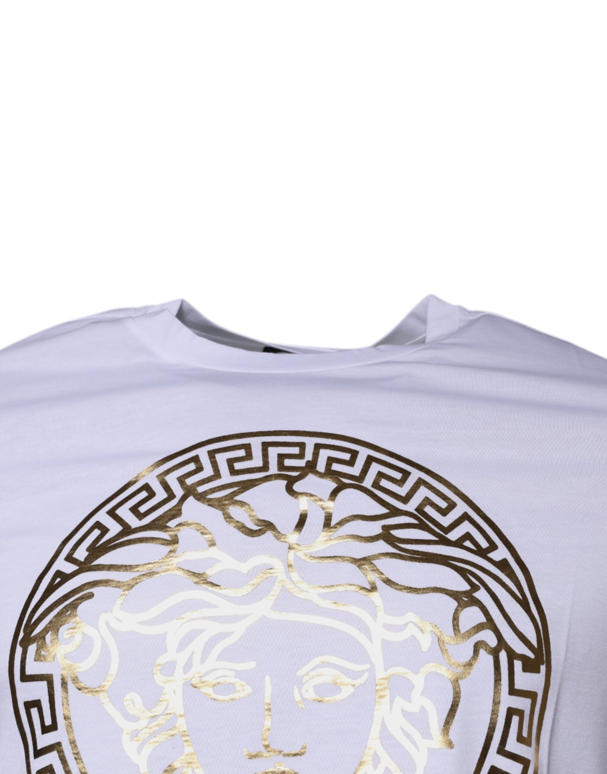 Versace White Medusa Print Cotton Crew Neck T-shirt - Luxury Boutique Co