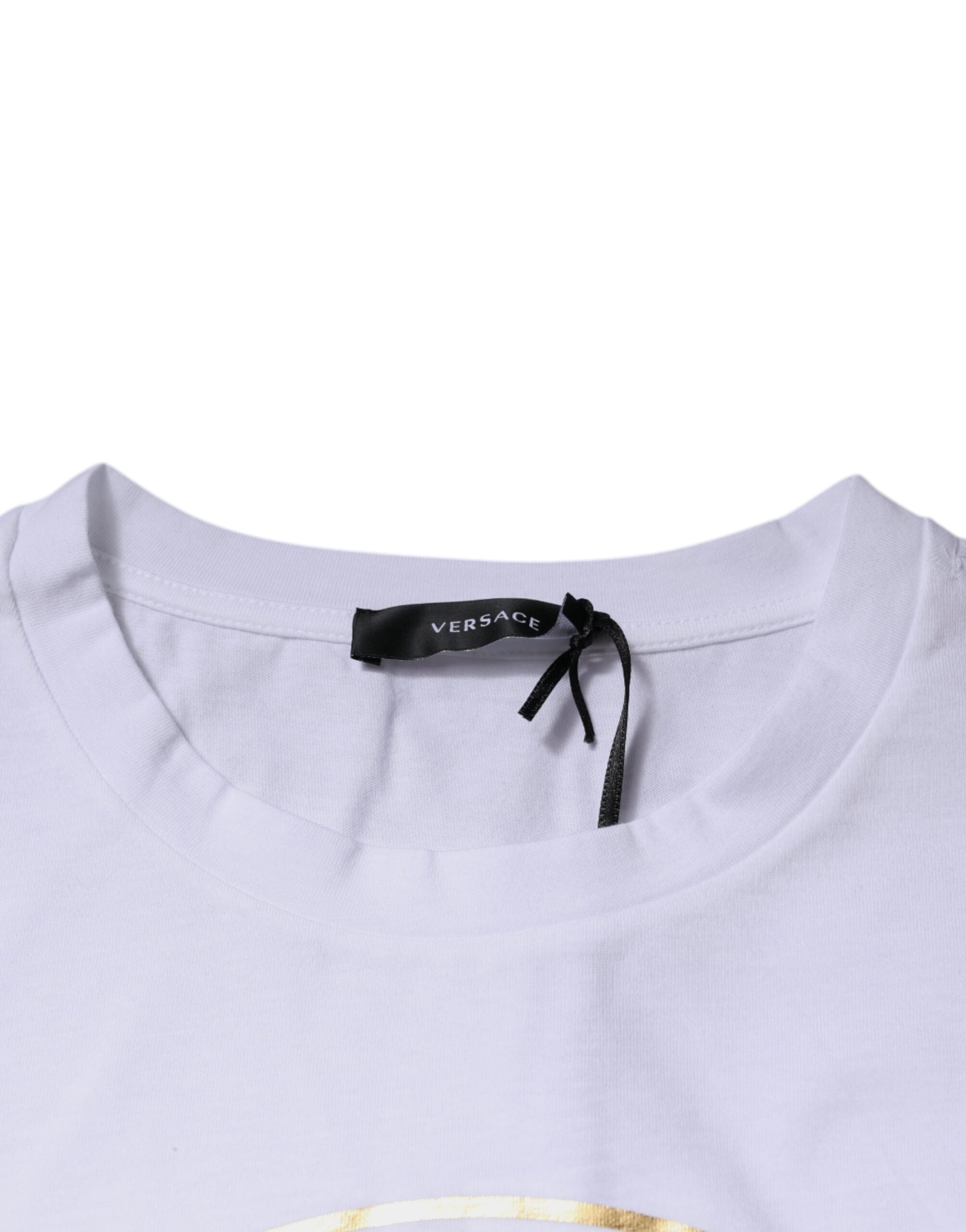 Versace White Medusa Print Cotton Crew Neck T-shirt - Luxury Boutique Co