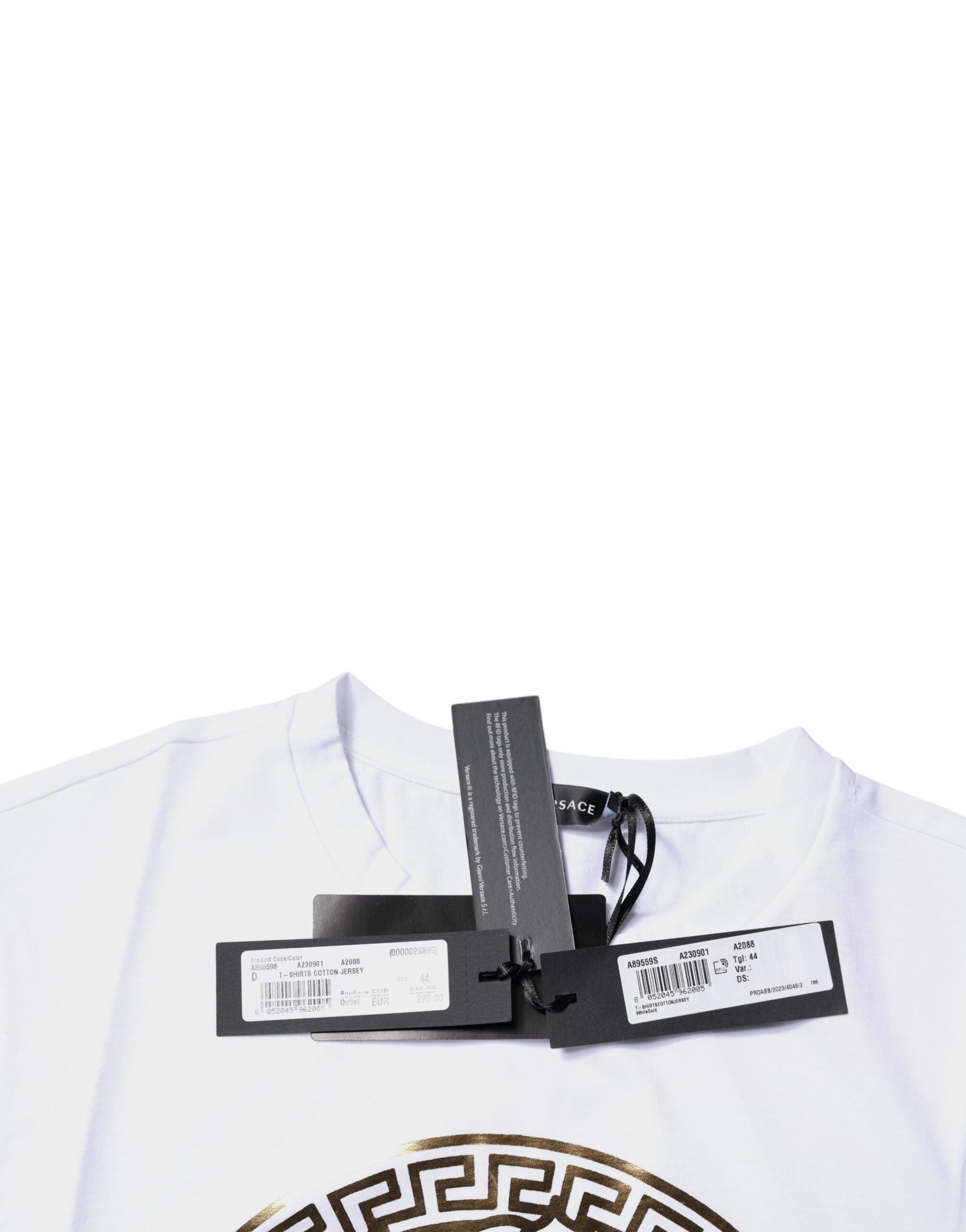 Versace White Medusa Print Cotton Crew Neck T-shirt - Luxury Boutique Co