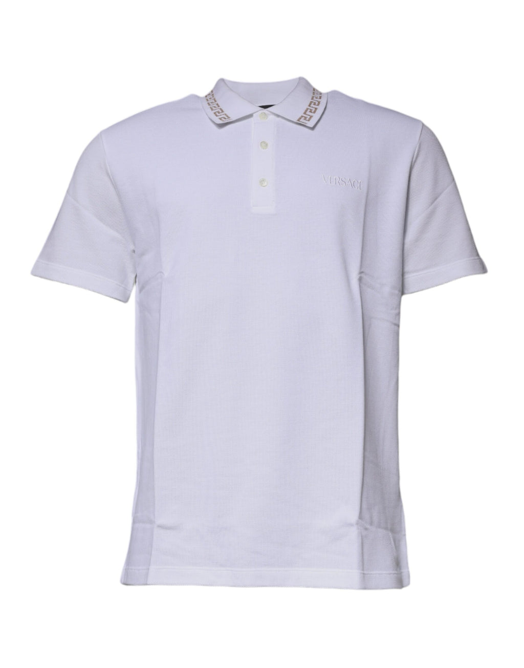 Versace White Viscose Collared Men Polo Short Sleeves T-shirt - Luxury Boutique Co