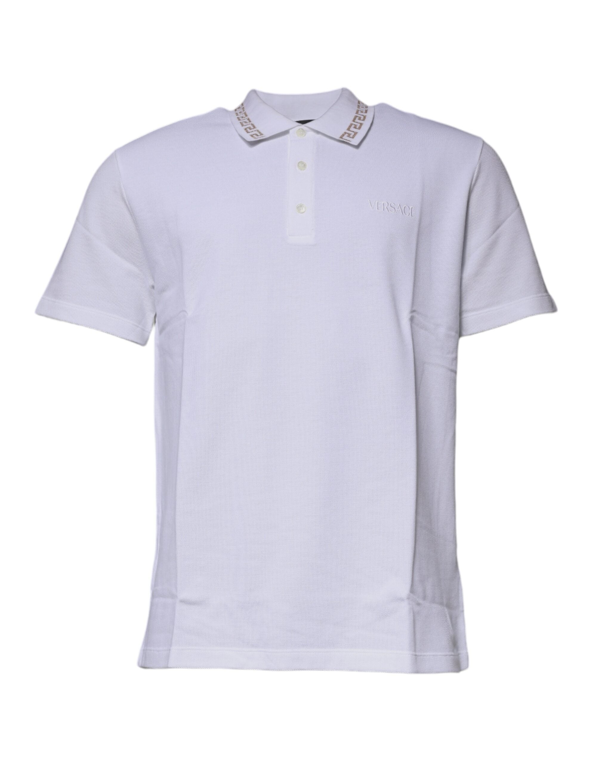 Versace White Viscose Collared Men Polo Short Sleeves T-shirt - Luxury Boutique Co