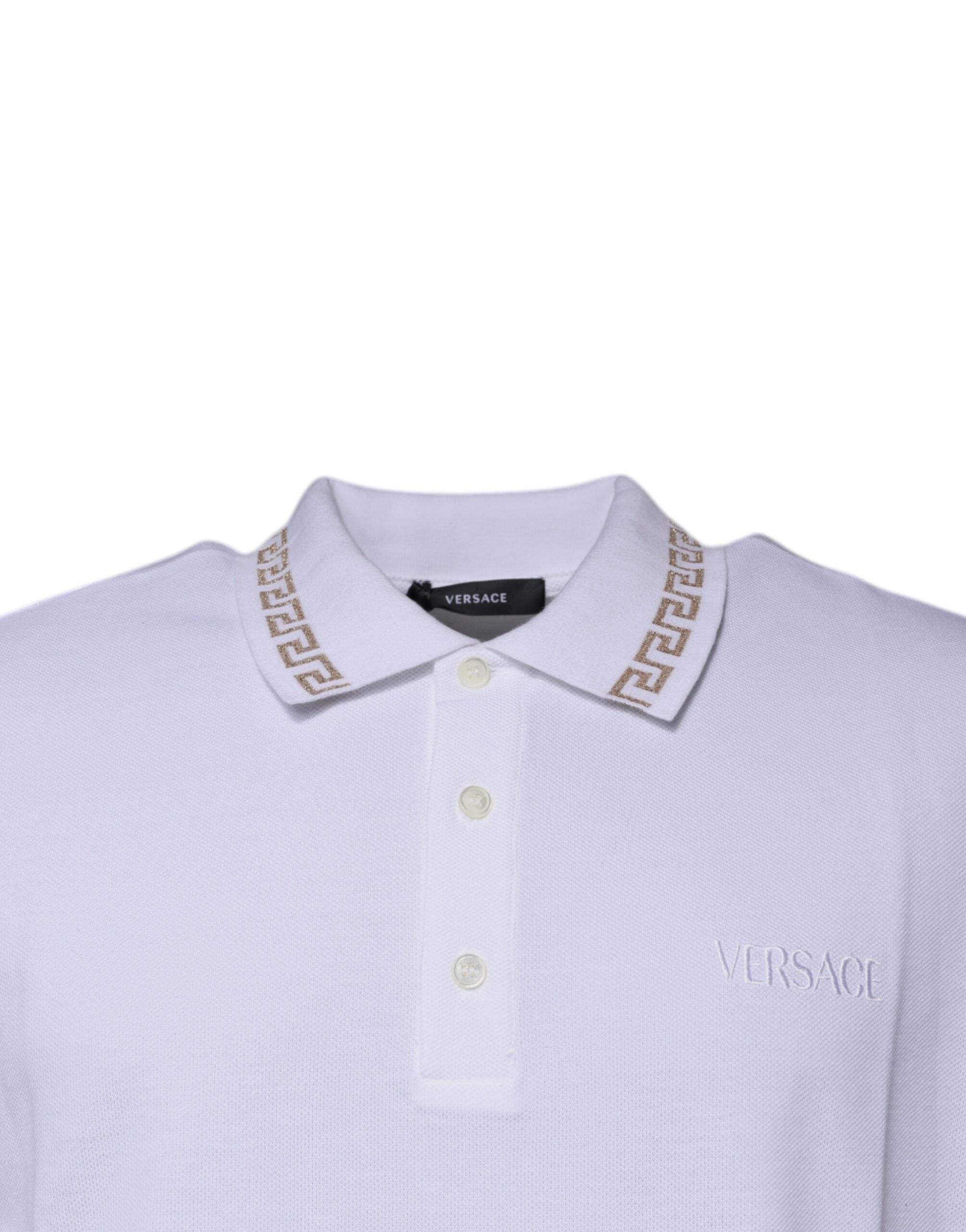 Versace White Viscose Collared Men Polo Short Sleeves T-shirt - Luxury Boutique Co