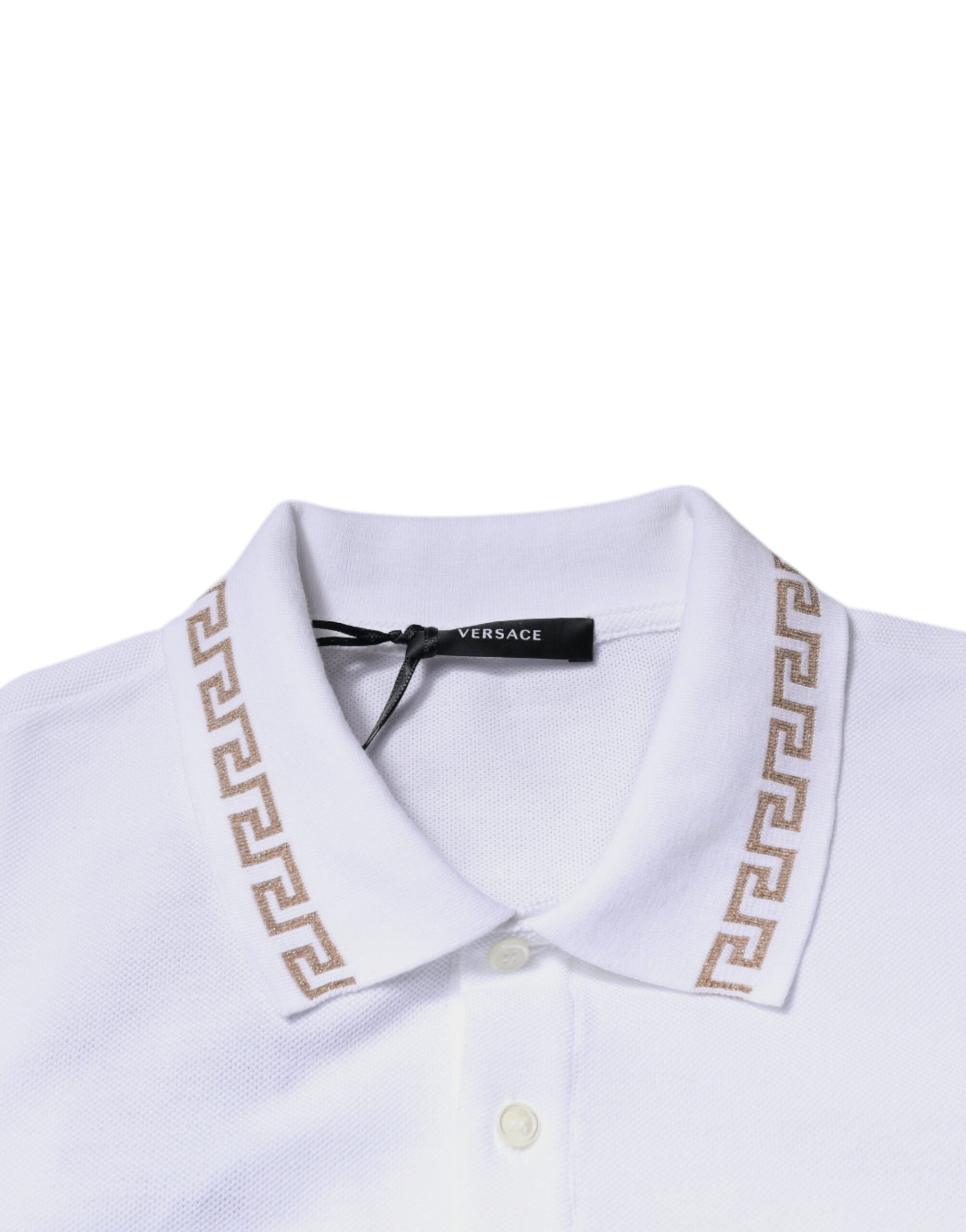 Versace White Viscose Collared Men Polo Short Sleeves T-shirt - Luxury Boutique Co