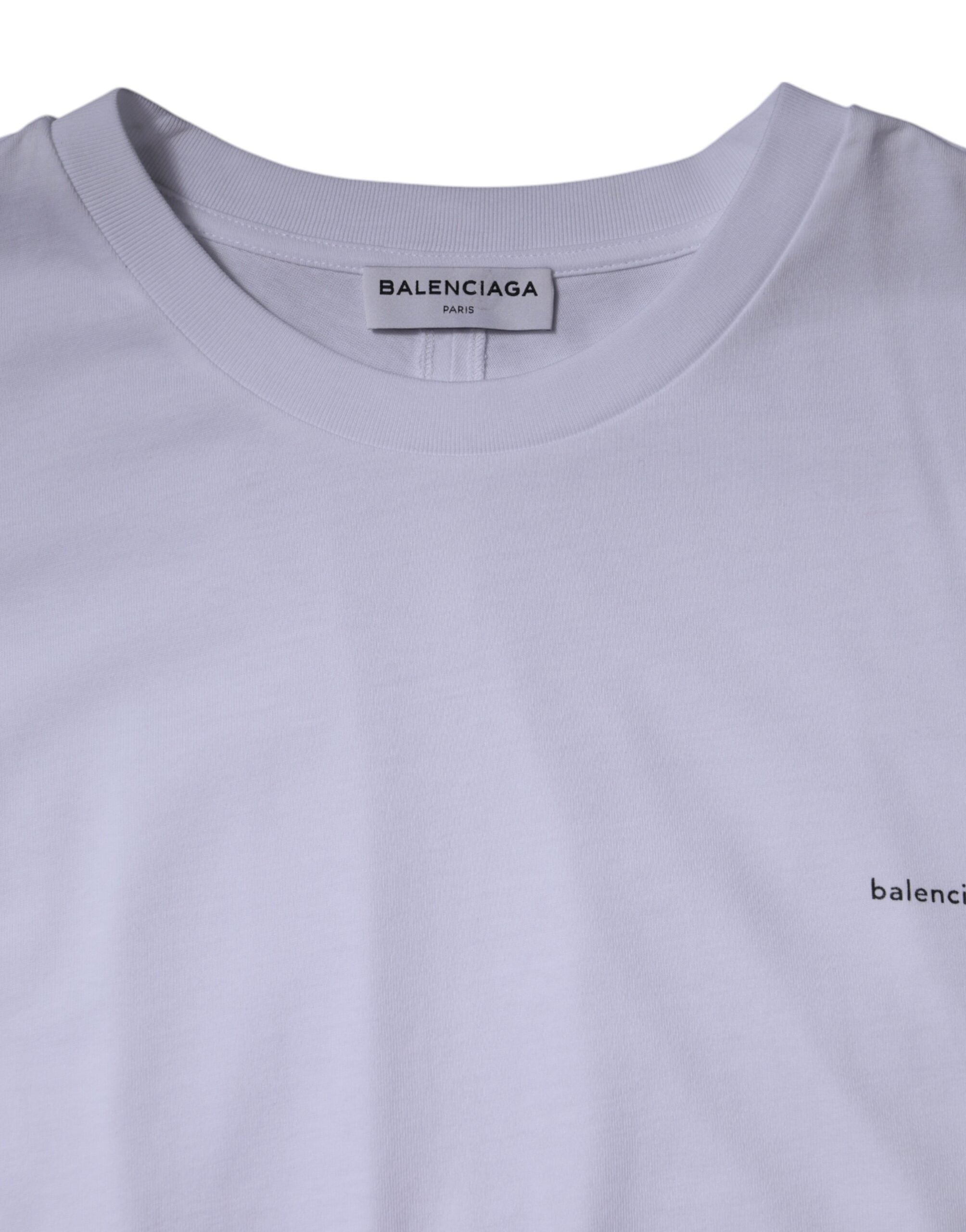 Balenciaga White Logo Cotton Crew Neck Short Sleeves T-shirt - Luxury Boutique Co