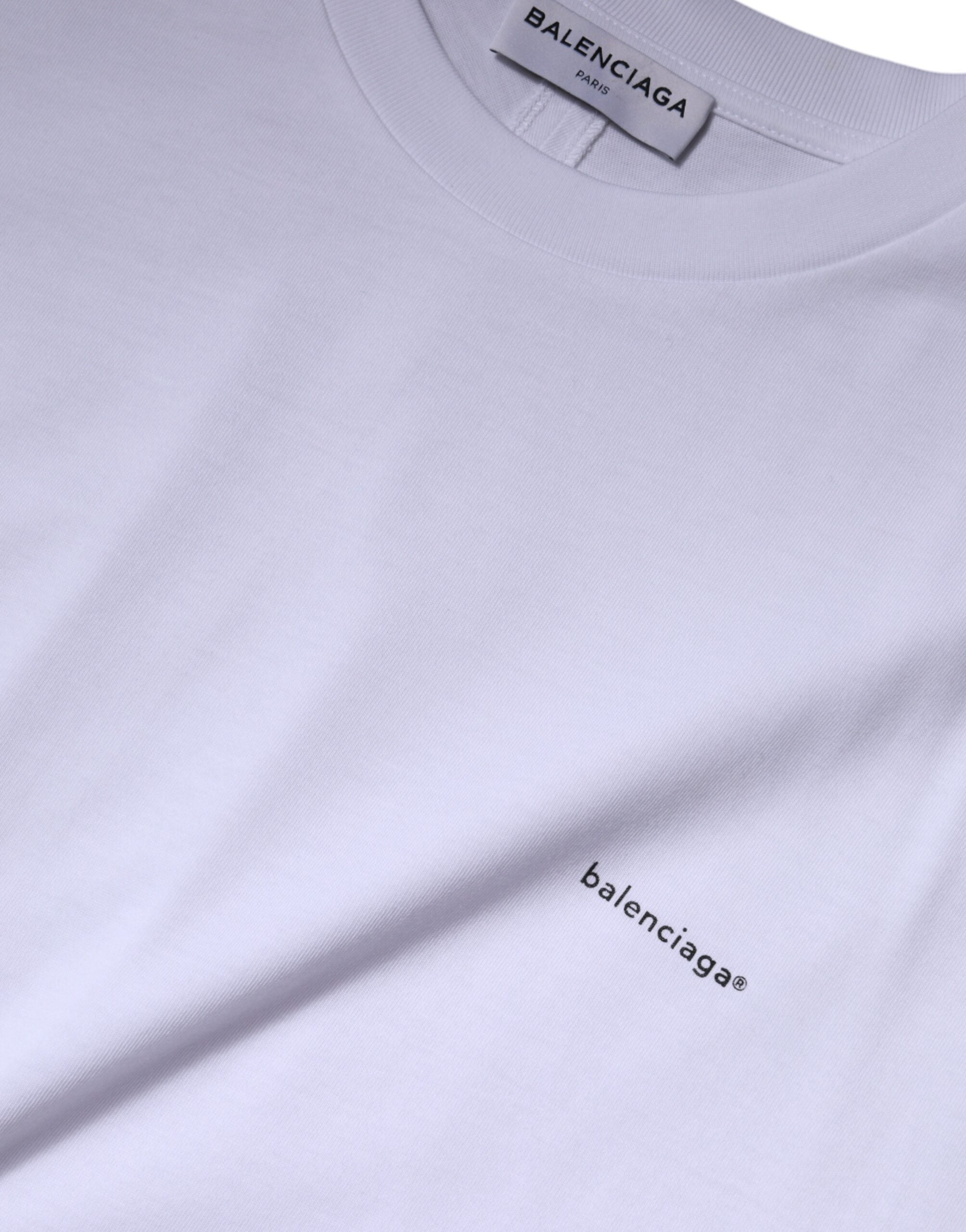 Balenciaga White Logo Cotton Crew Neck Short Sleeves T-shirt - Luxury Boutique Co