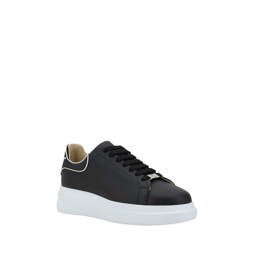 Philipp Plein Black Calf Leather Bos Taurus Low Top Sneakers - Luxury Boutique Co