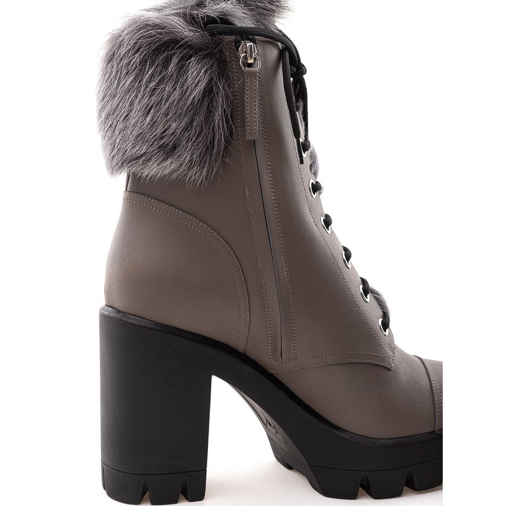 Giuseppe Zanotti Beige Eco Leather Lace-Up Boots - Luxury Boutique Co