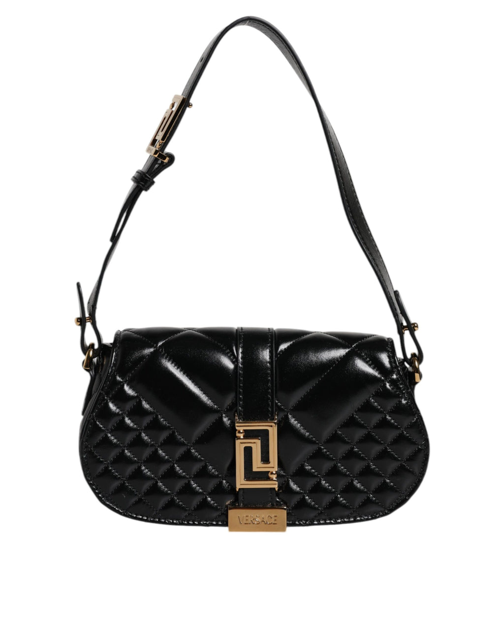 Versace Black Calf Leather Quilted Shoulder Strap Bag - Luxury Boutique Co