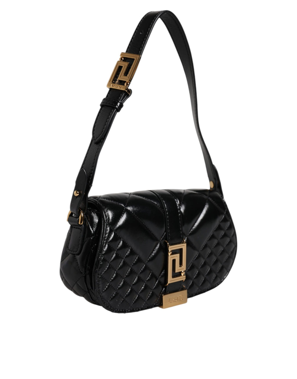 Versace Black Calf Leather Quilted Shoulder Strap Bag - Luxury Boutique Co