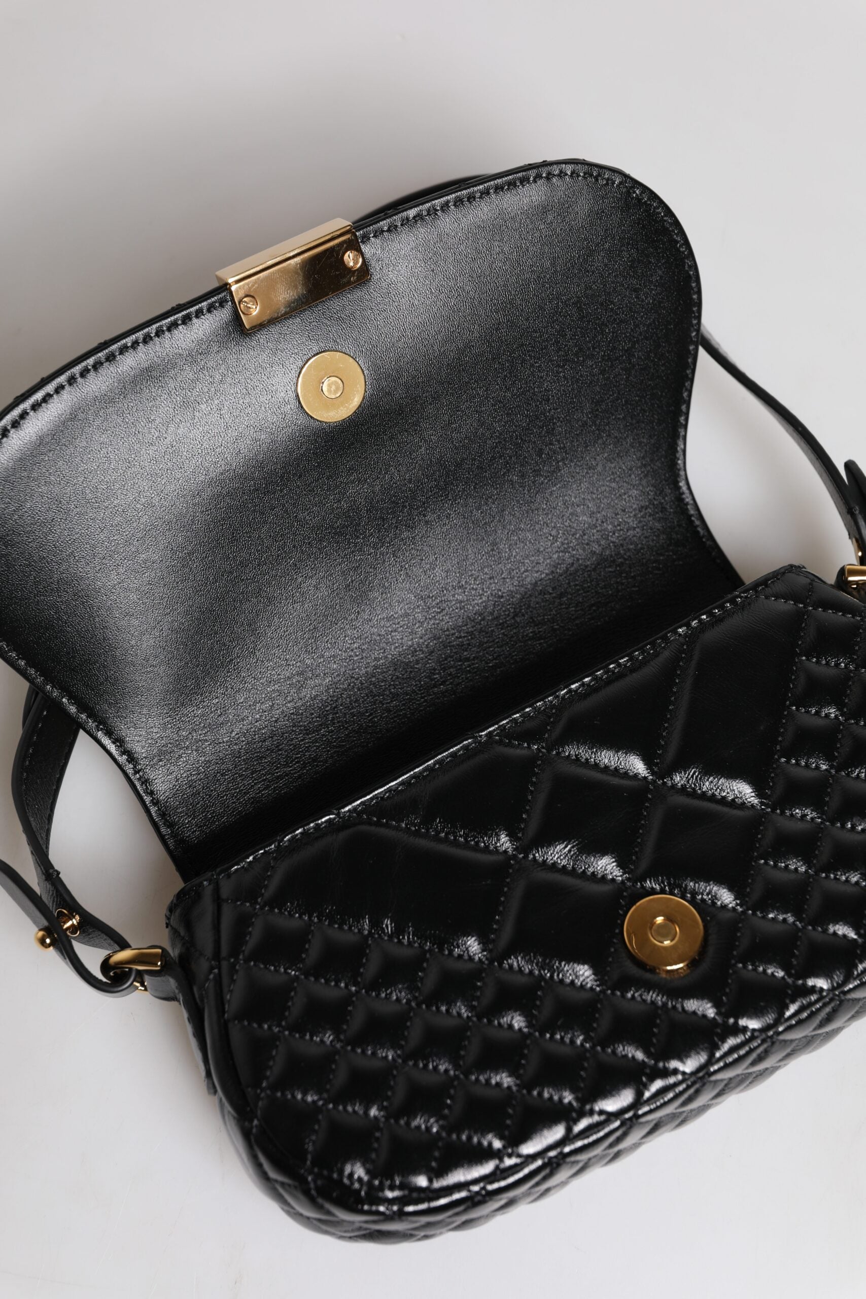 Versace Black Calf Leather Quilted Shoulder Strap Bag - Luxury Boutique Co
