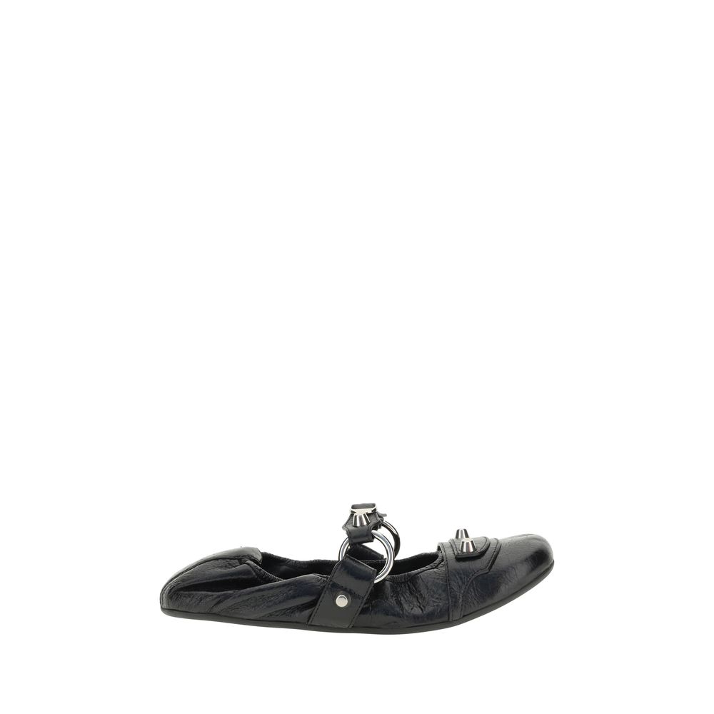 Balenciaga Black Calf Leather Bos Taurus Ballet Flats - Luxury Boutique Co