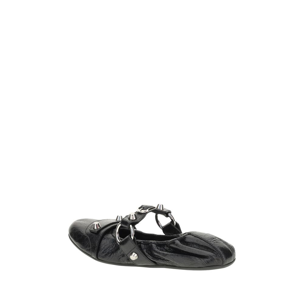 Balenciaga Black Calf Leather Bos Taurus Ballet Flats - Luxury Boutique Co