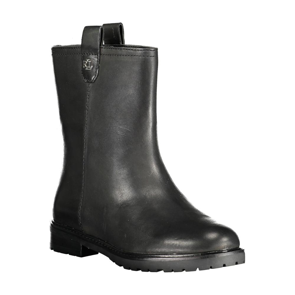 Ralph Lauren Black Leather Women Ankle Boot - Luxury Boutique Co