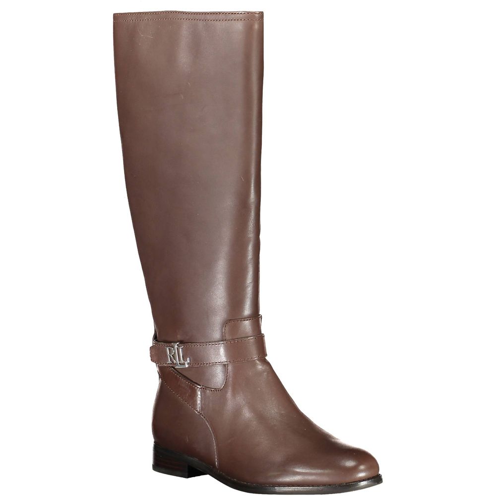 Ralph Lauren Brown Leather Women Boot - Luxury Boutique Co