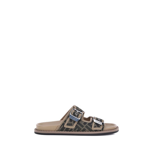 Fendi Brown Calf Leather Bos Taurus Flat Sandals - Luxury Boutique Co