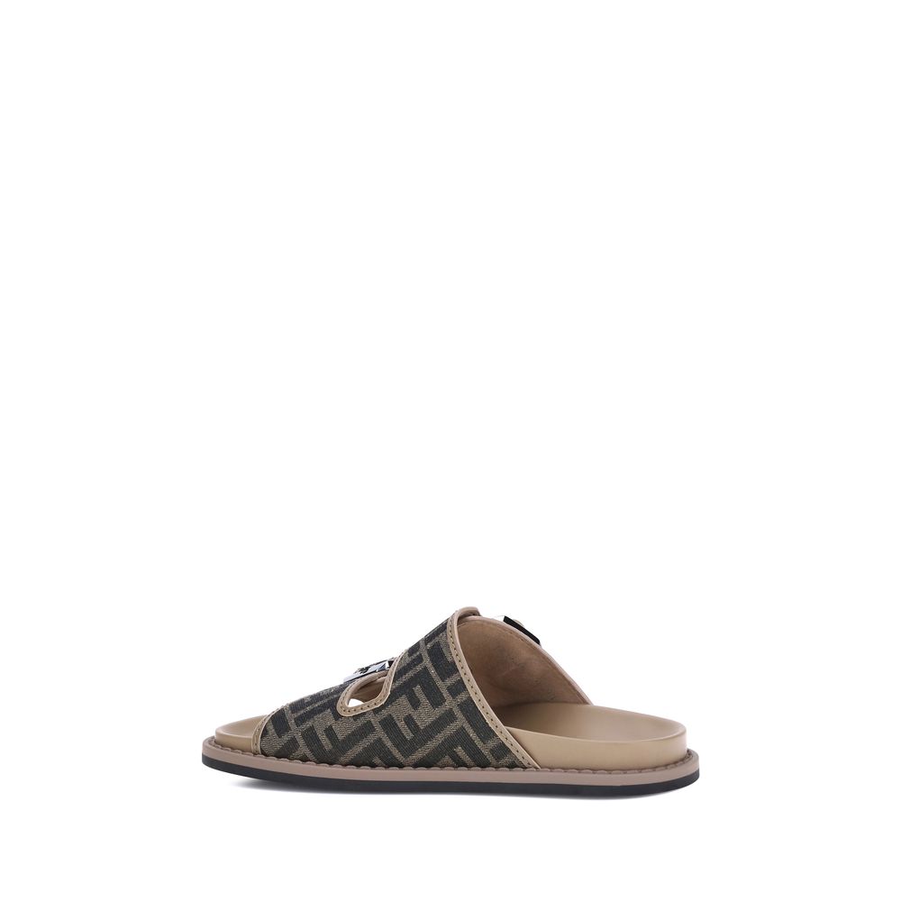 Fendi Brown Calf Leather Bos Taurus Flat Sandals - Luxury Boutique Co