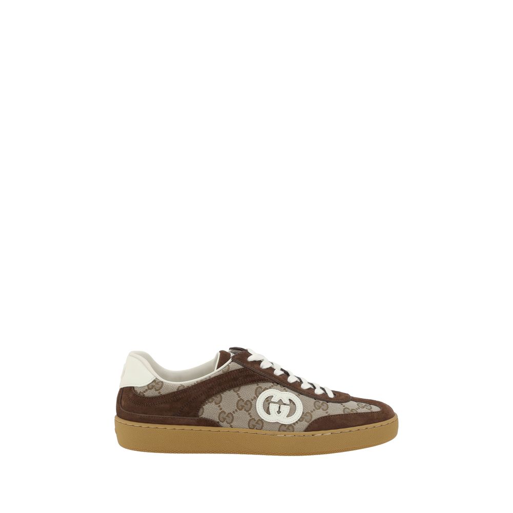 Gucci Brown Fabric Low Top Sneakers - Luxury Boutique Co