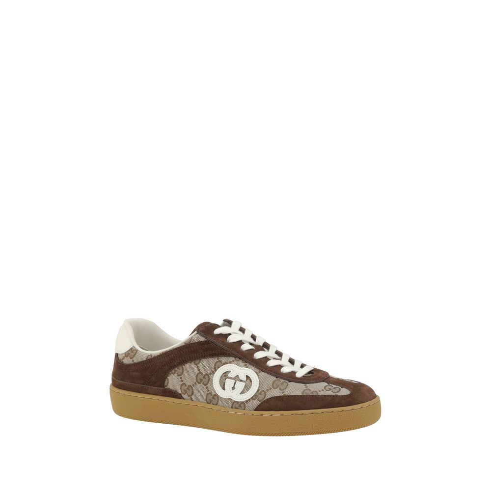 Gucci Brown Fabric Low Top Sneakers - Luxury Boutique Co