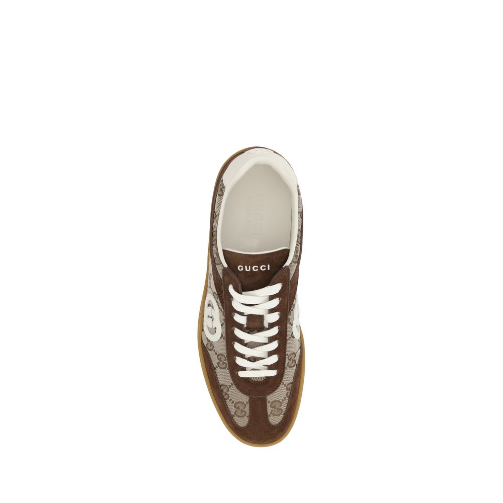 Gucci Brown Fabric Low Top Sneakers - Luxury Boutique Co