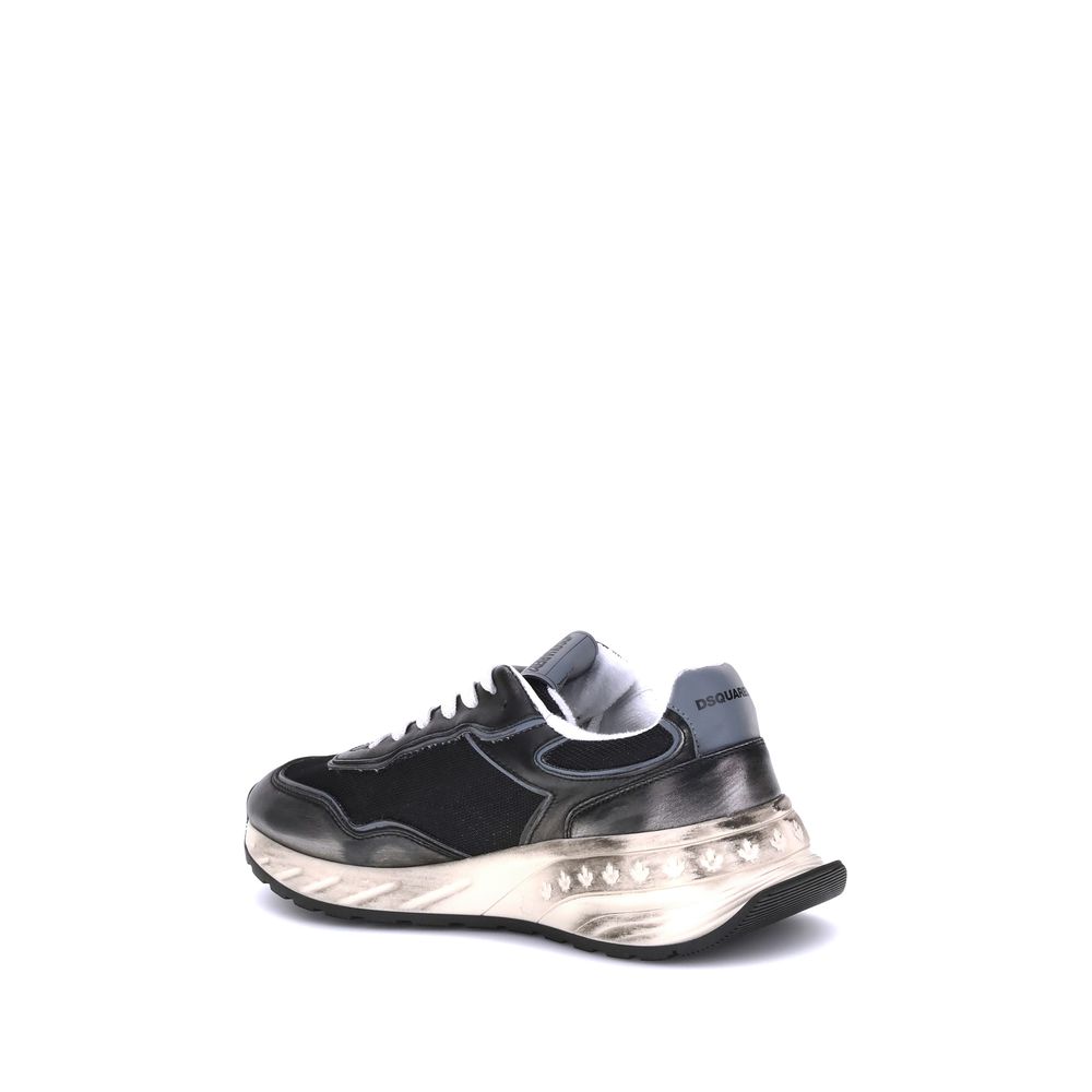 Dsquared² Black Calf Leather Bos Taurus Athletic Sneakers - Luxury Boutique Co