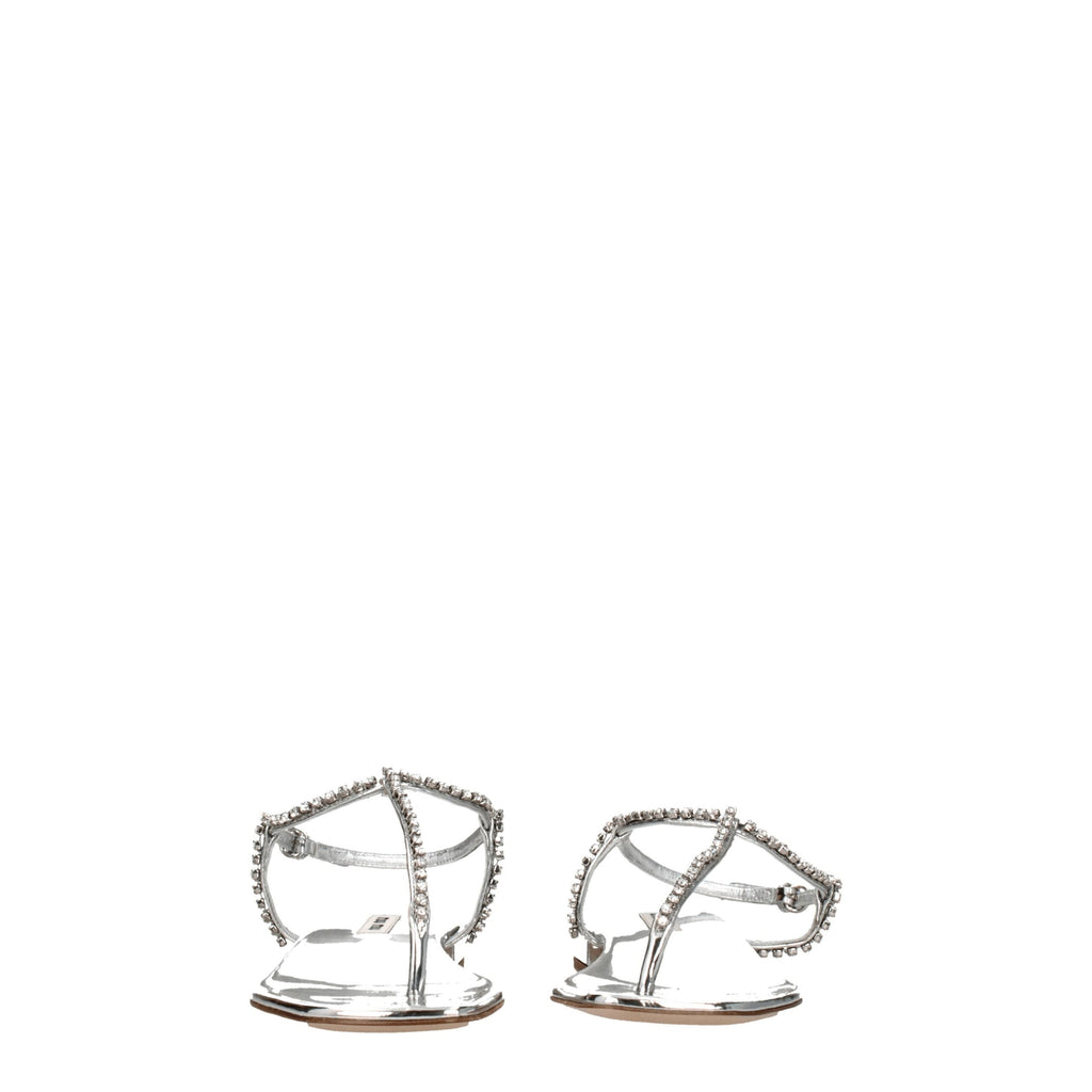 Miu Miu Gray Leather Flip-Flop Sandals - Luxury Boutique Co