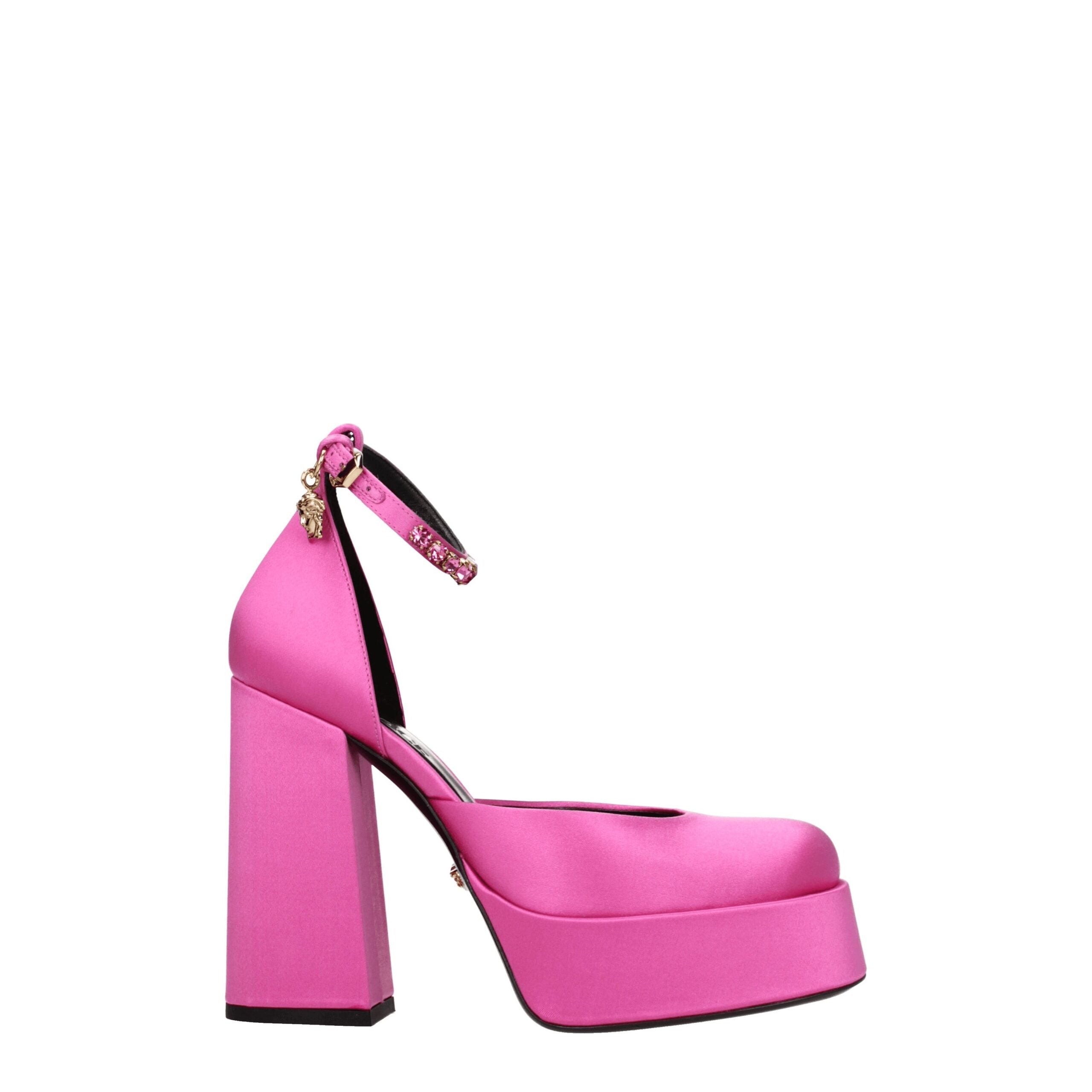 Versace Pink Satin Platform Pumps - Luxury Boutique Co