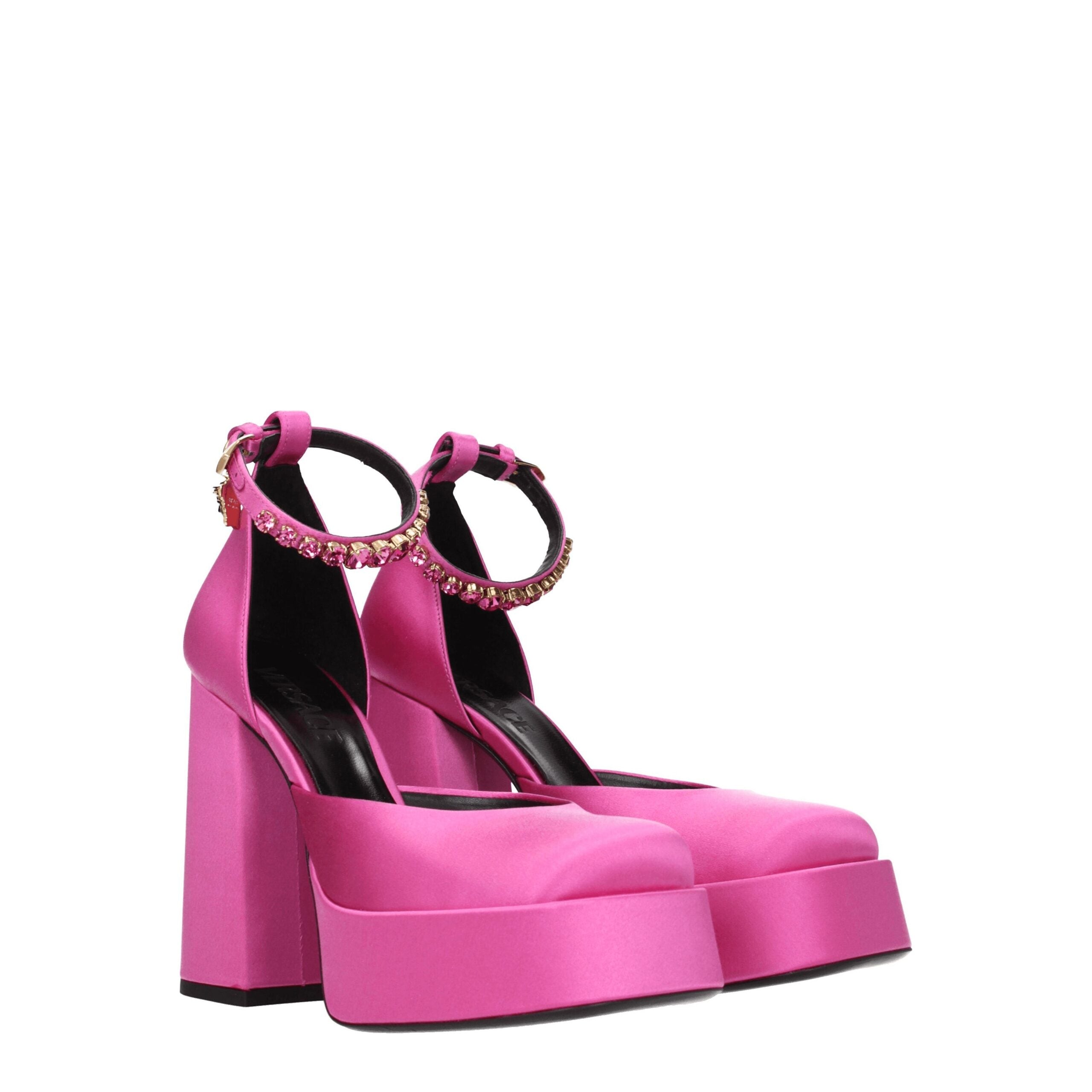 Versace Pink Satin Platform Pumps - Luxury Boutique Co