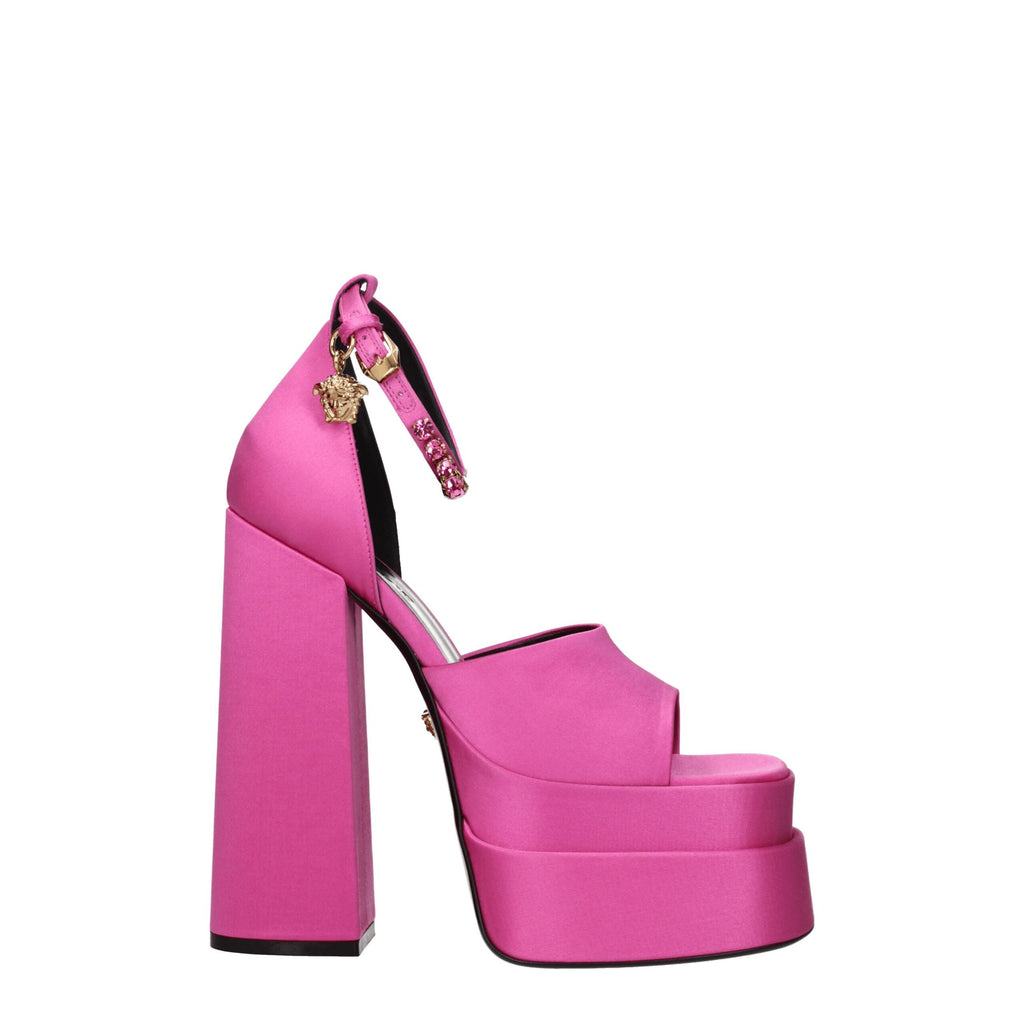 Versace Pink Satin Platform Sandals - Luxury Boutique Co