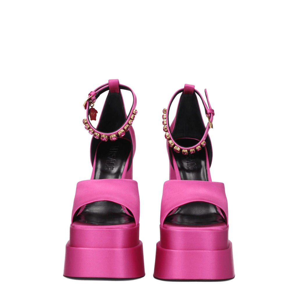Versace Pink Satin Platform Sandals - Luxury Boutique Co