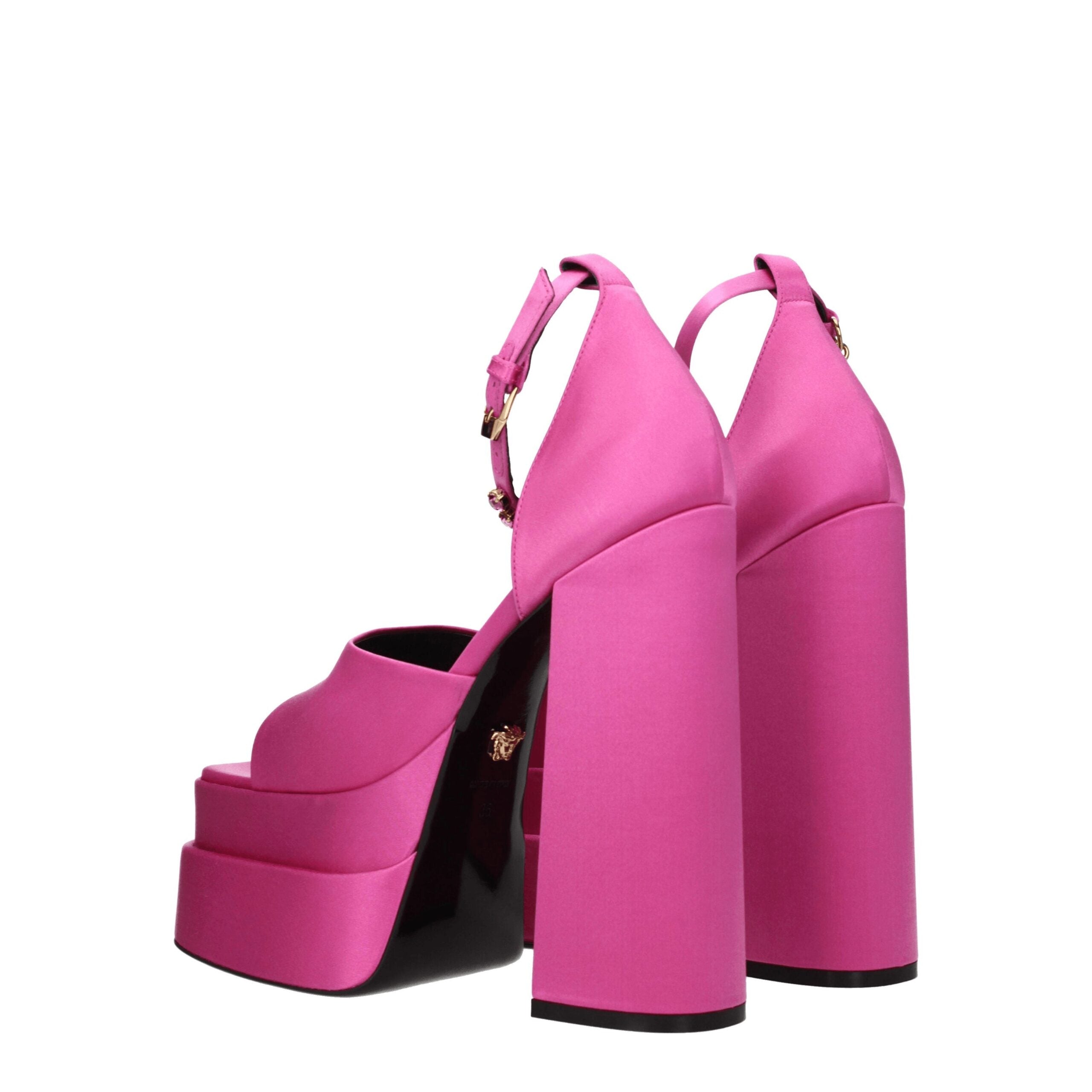 Versace Pink Satin Platform Sandals - Luxury Boutique Co