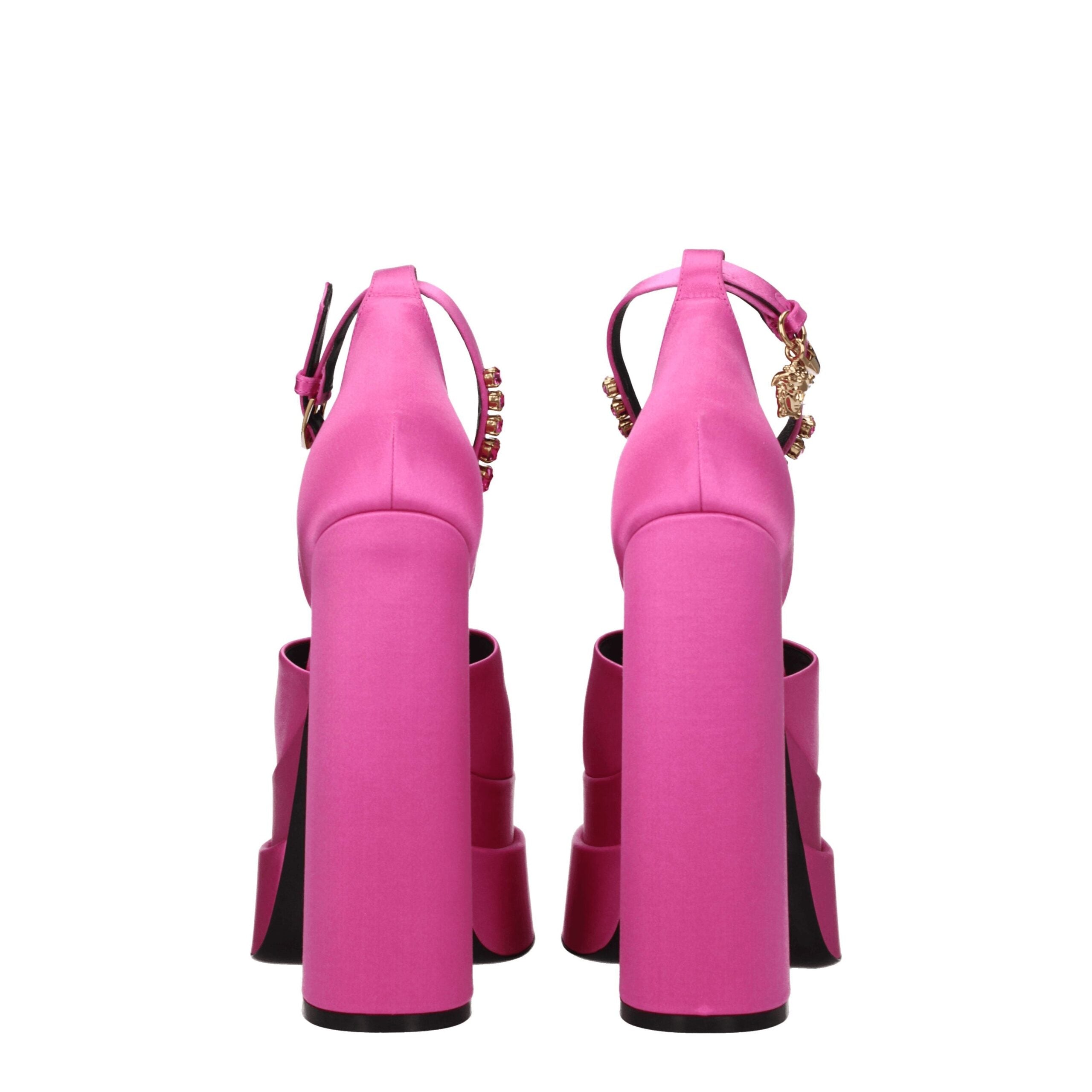 Versace Pink Satin Platform Sandals - Luxury Boutique Co