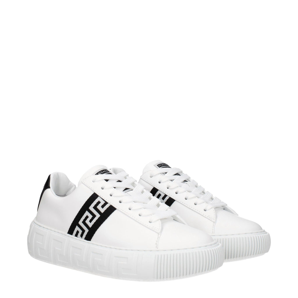 Versace White Leather Low Top Sneakers - Luxury Boutique Co