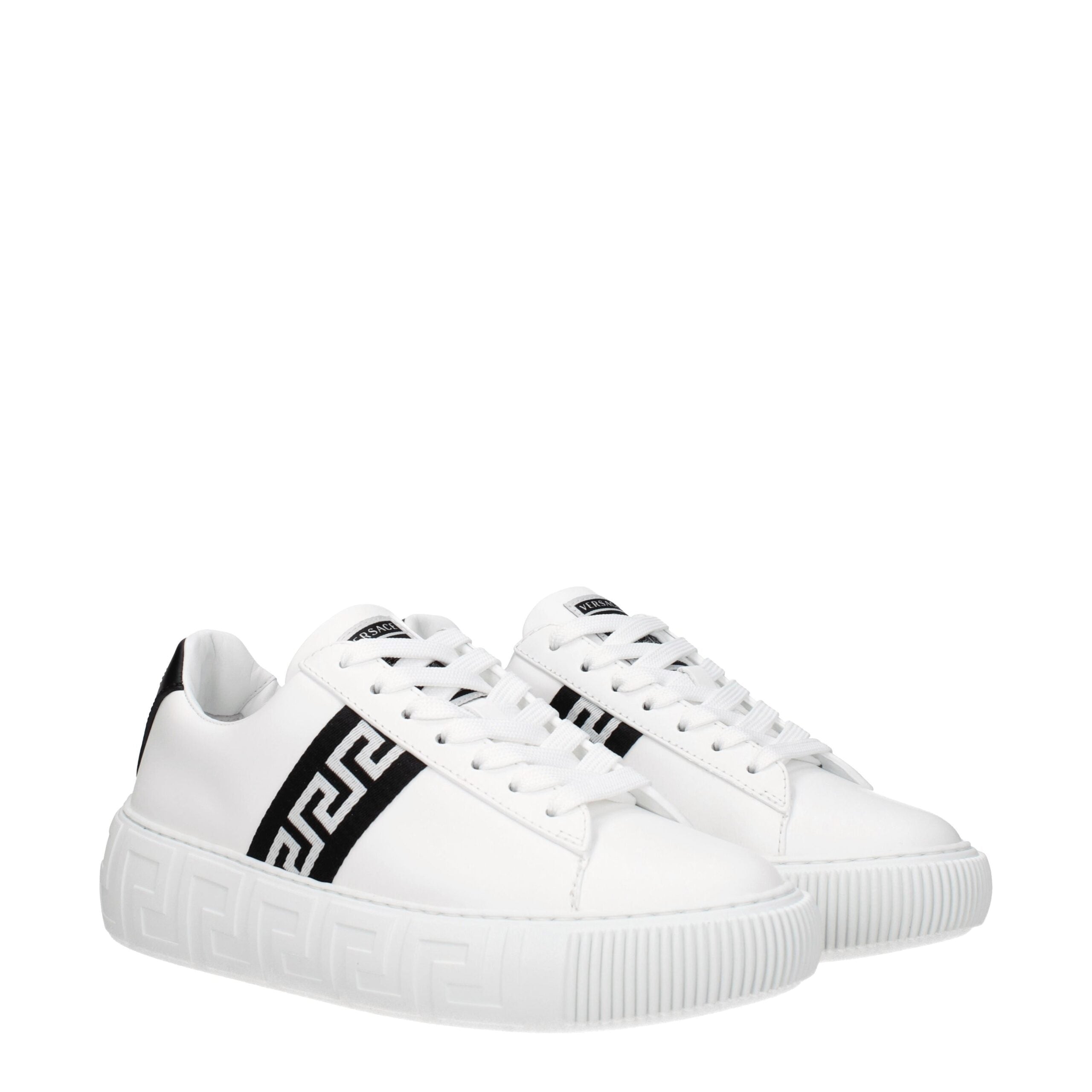 Versace White Leather Low Top Sneakers - Luxury Boutique Co