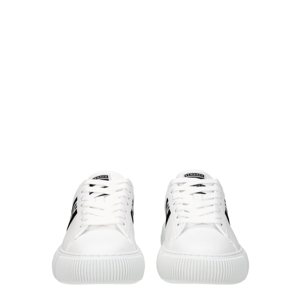 Versace White Leather Low Top Sneakers - Luxury Boutique Co