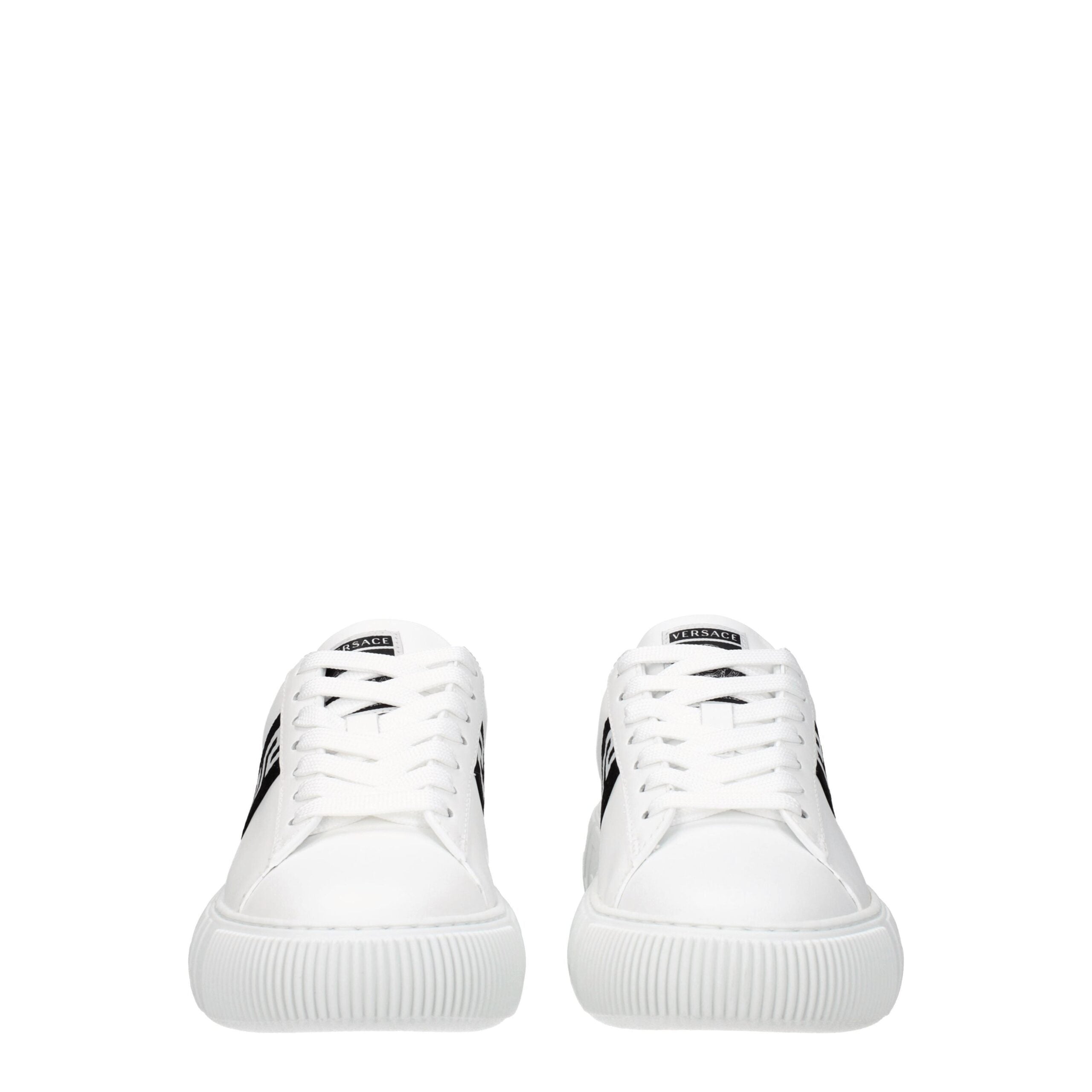 Versace White Leather Low Top Sneakers - Luxury Boutique Co
