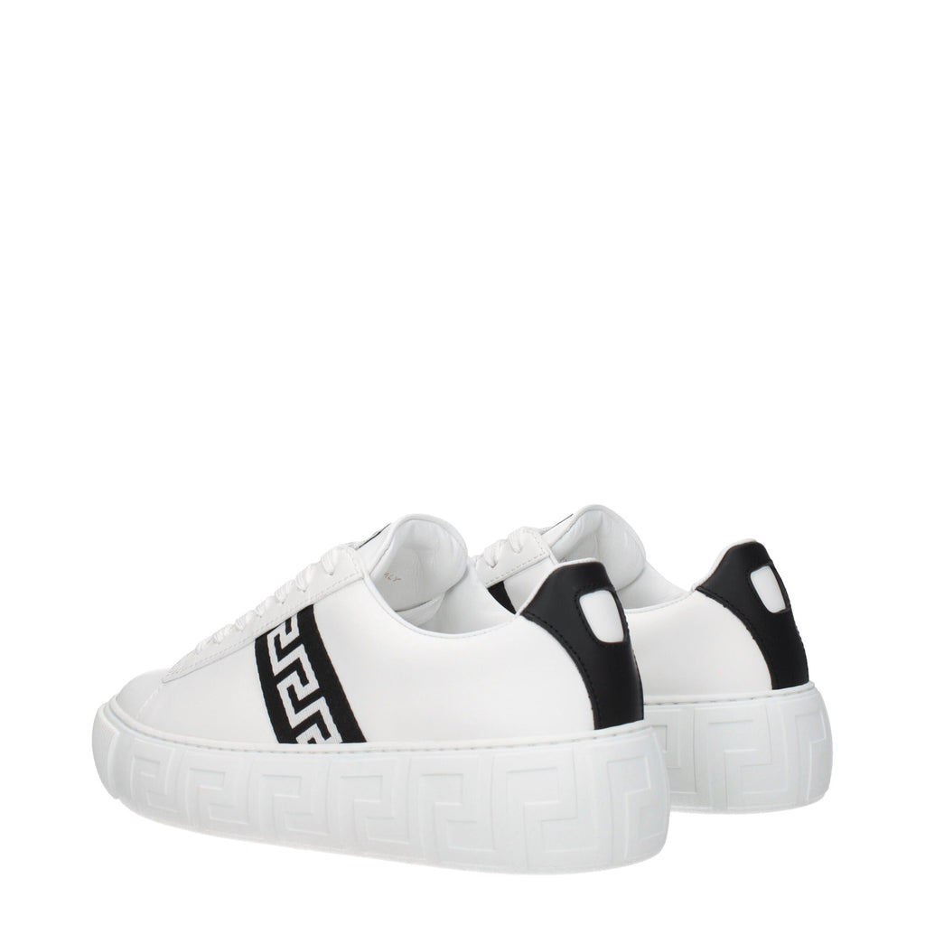 Versace White Leather Low Top Sneakers - Luxury Boutique Co