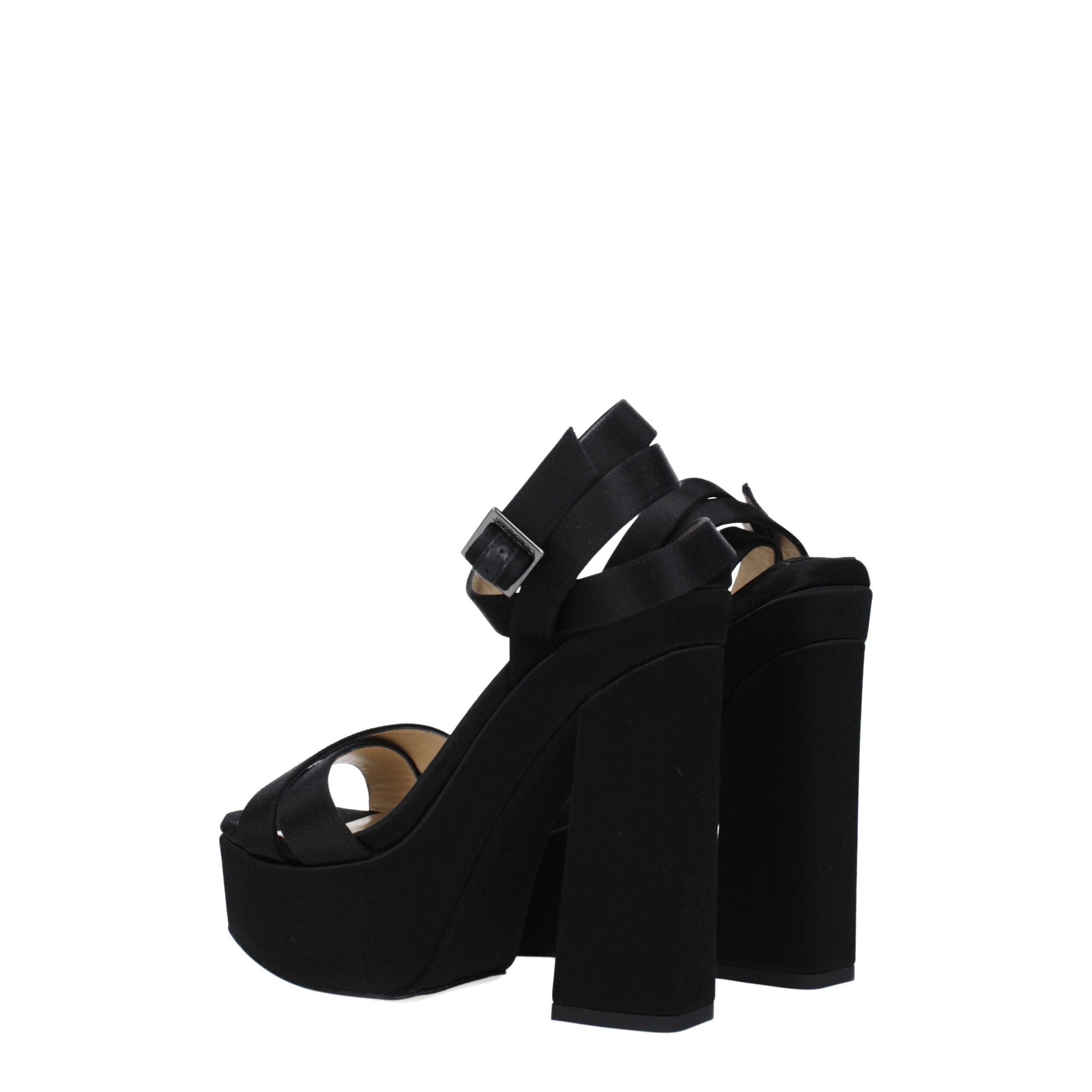 Jimmy Choo Black Satin Platform Sandals - Luxury Boutique Co