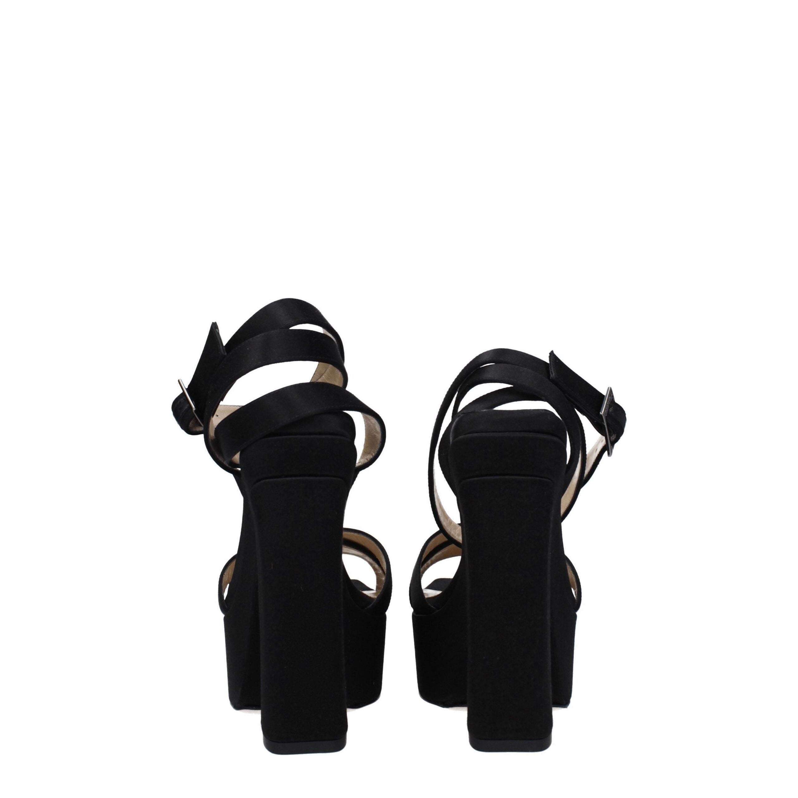 Jimmy Choo Black Satin Platform Sandals - Luxury Boutique Co