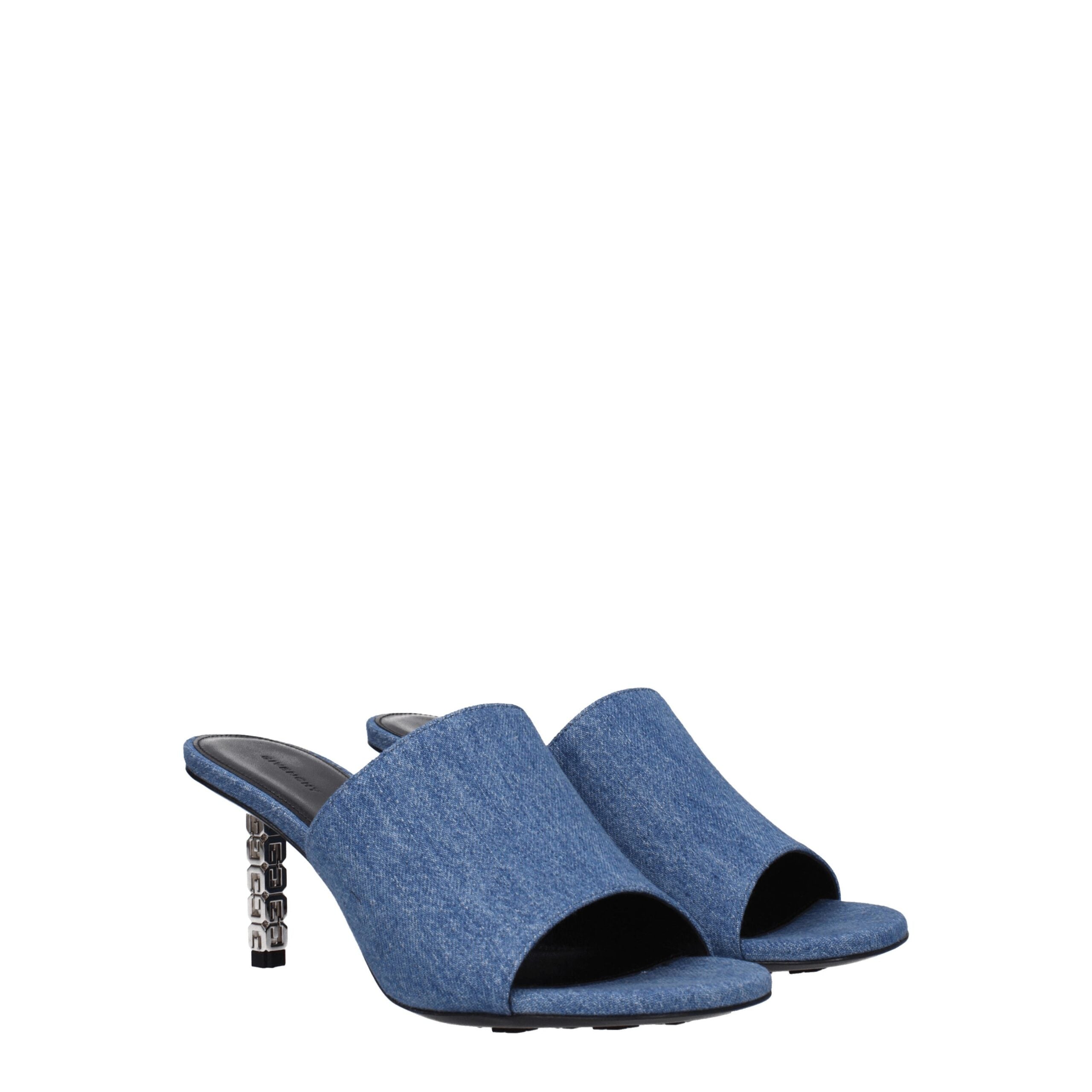 Givenchy Blue Fabric Platform Sandals - Luxury Boutique Co