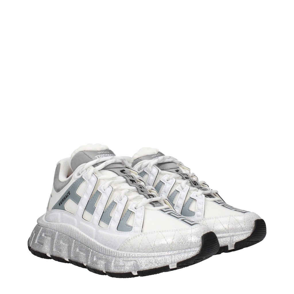 Versace White Fabric Athletic Sneakers - Luxury Boutique Co
