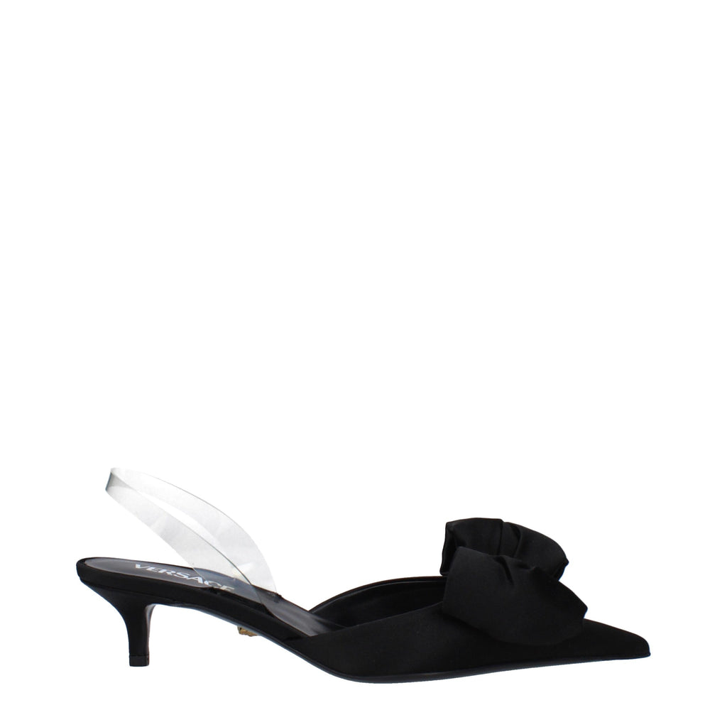 Versace Black Satin Flat Sandals - Luxury Boutique Co