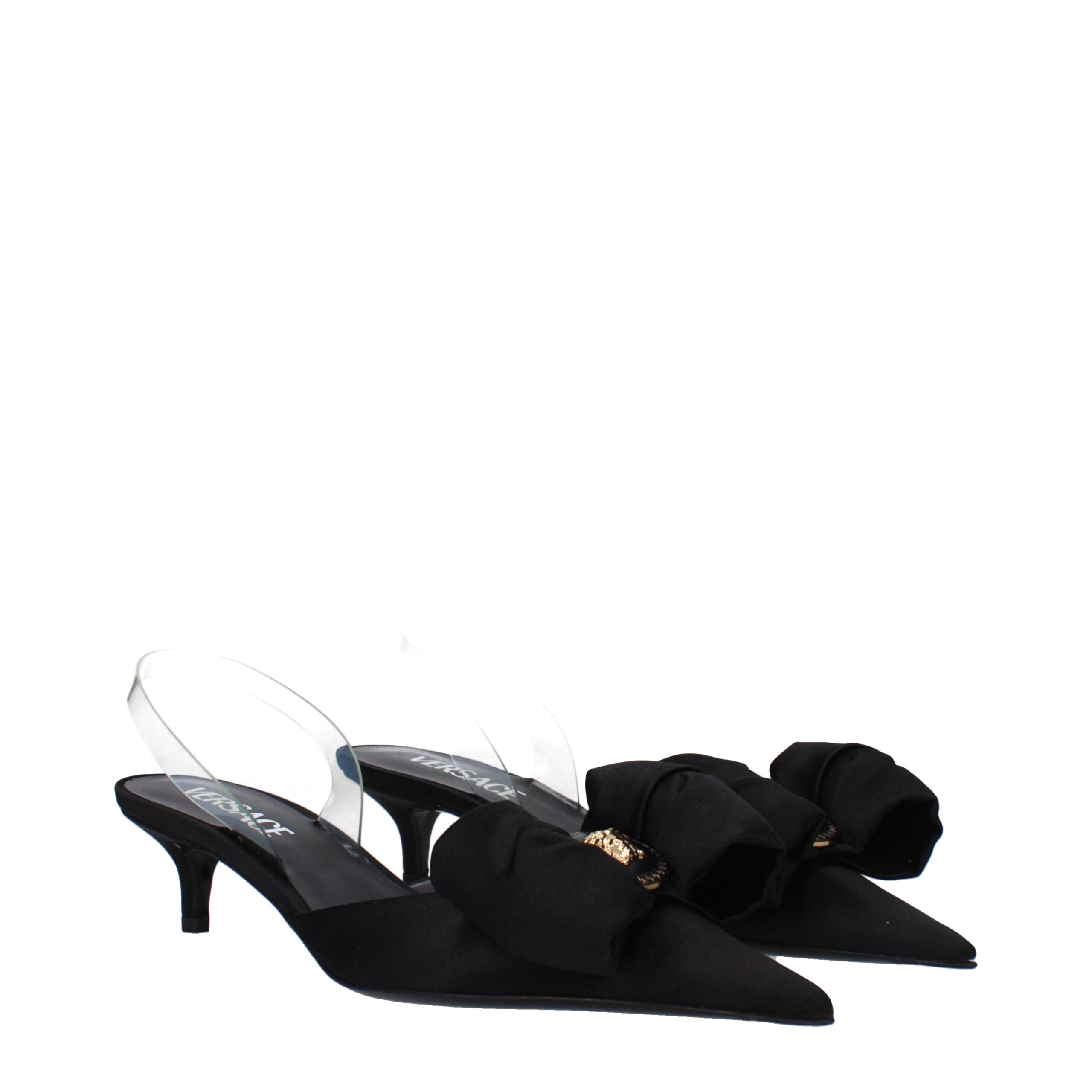 Versace Black Satin Flat Sandals - Luxury Boutique Co