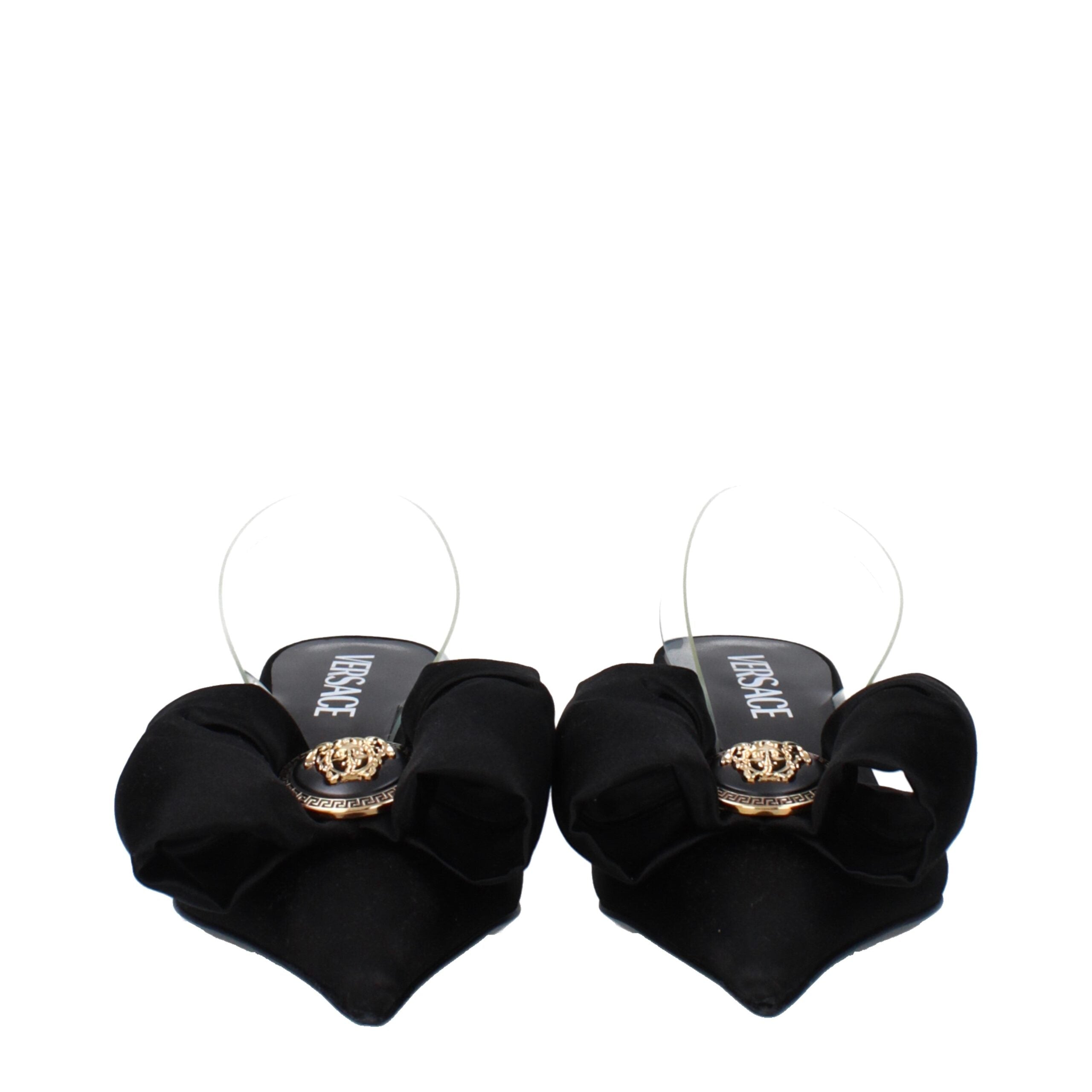 Versace Black Satin Flat Sandals - Luxury Boutique Co