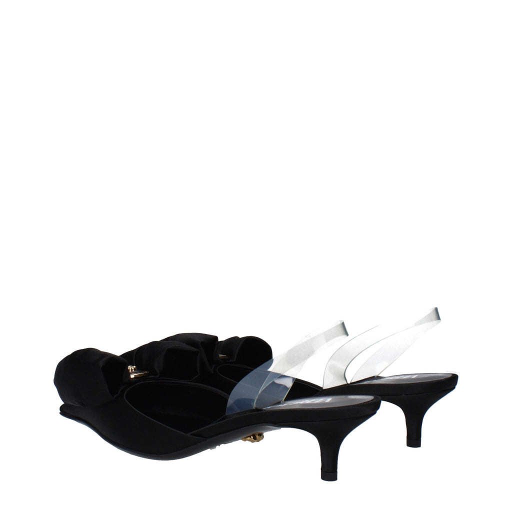Versace Black Satin Flat Sandals - Luxury Boutique Co