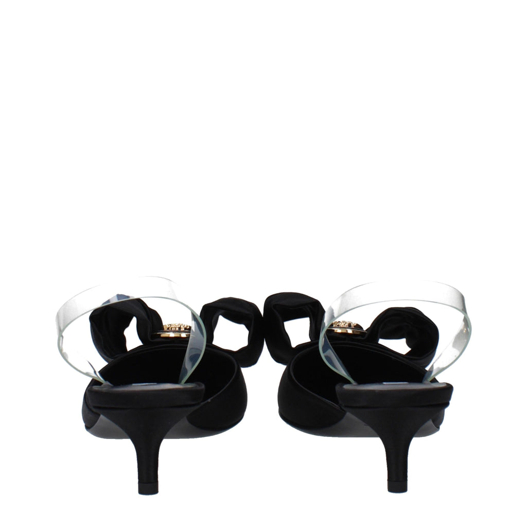 Versace Black Satin Flat Sandals - Luxury Boutique Co