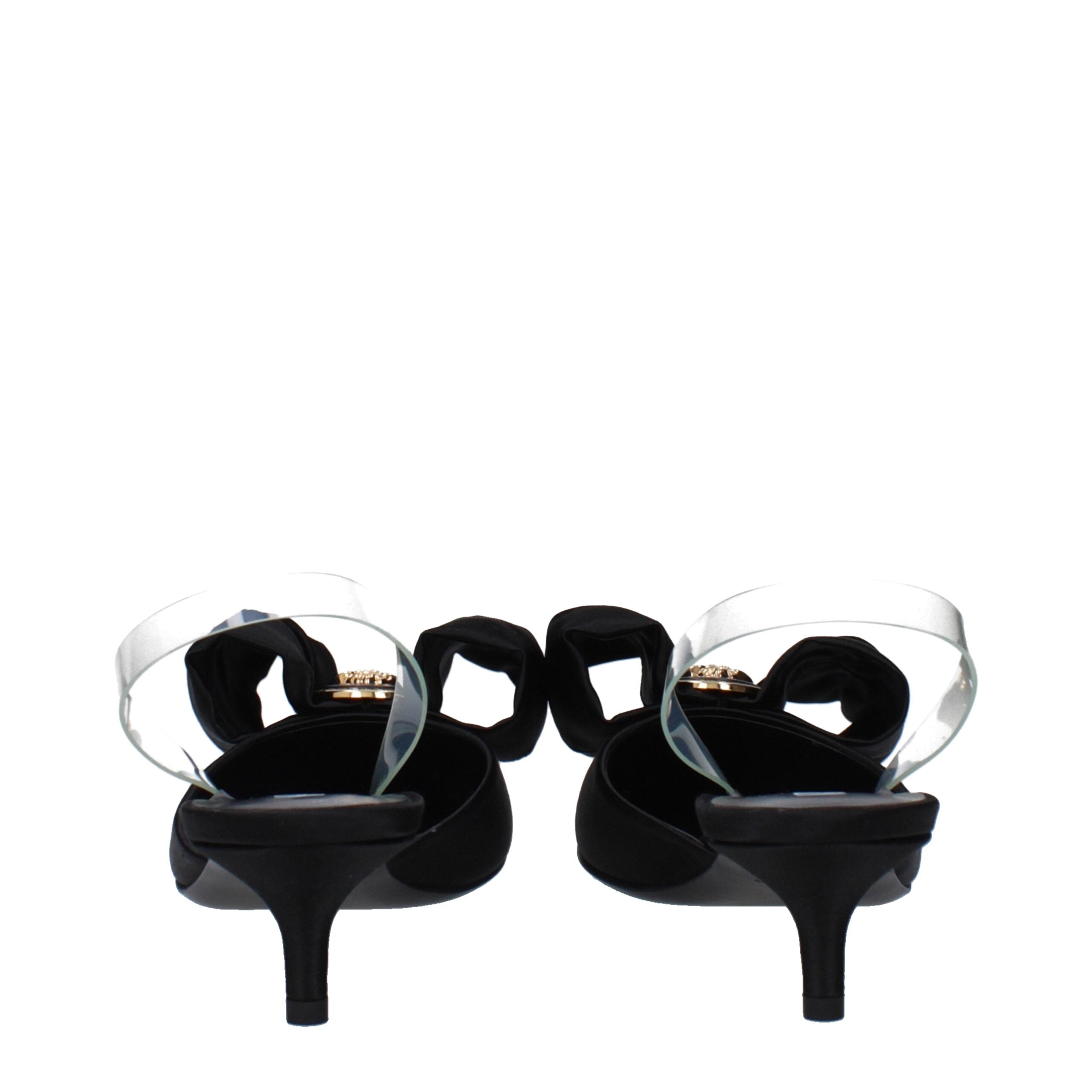 Versace Black Satin Flat Sandals - Luxury Boutique Co