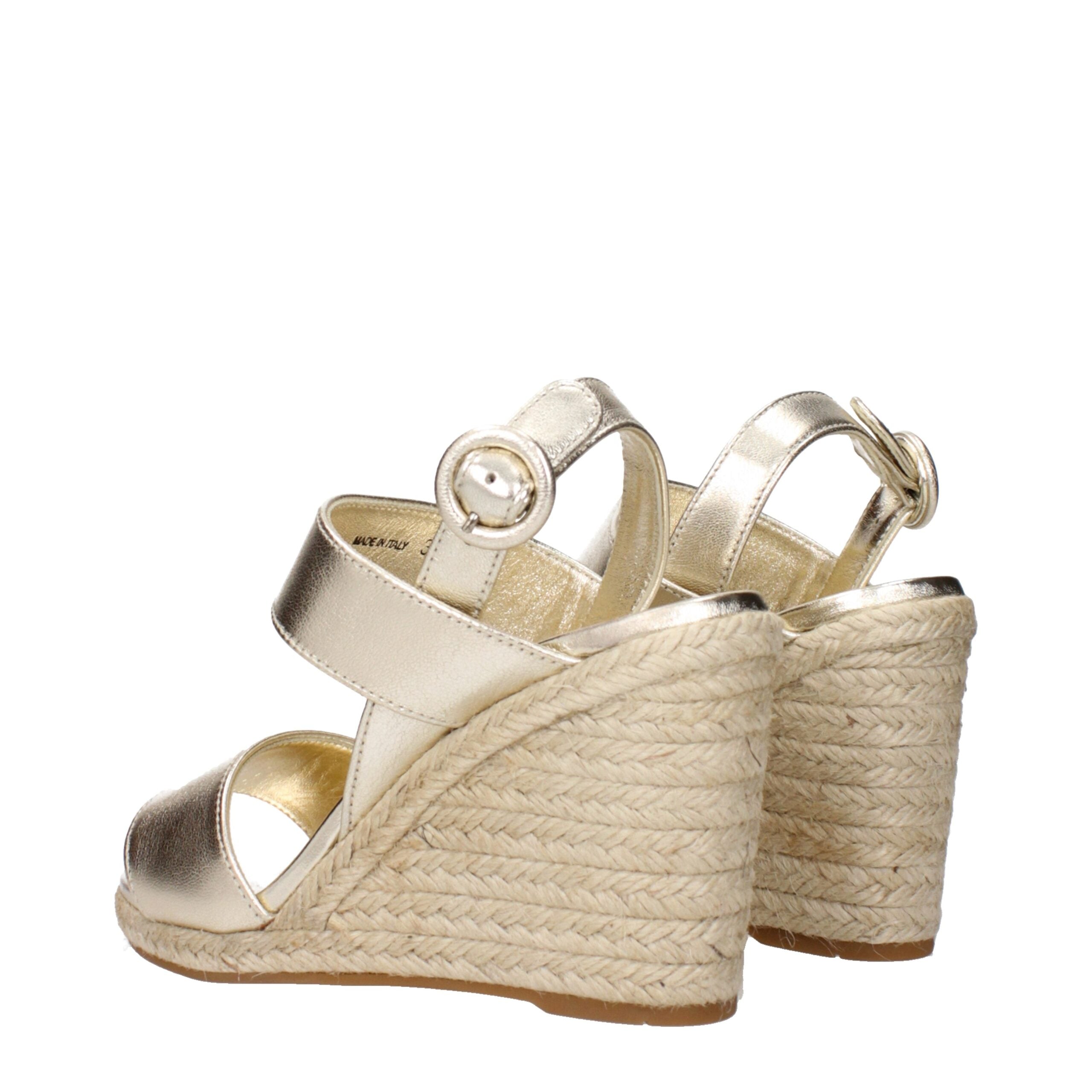 Prada Gold Leather Wedge Sandals - Luxury Boutique Co